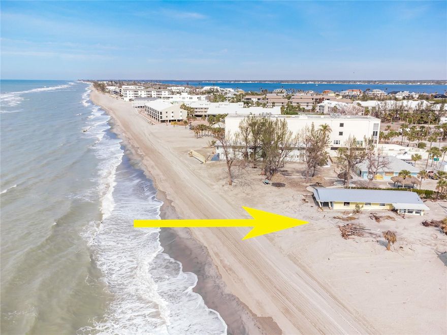 ONE HUNDRED FEET OF INCREDIBLE BEACHFRONT! Property zoning is MMF7.5 which allows 7.5 dwellings per acre. This is an extraordinary opportunity to acquire a nearly one-acre beachfront property in a fantastic location just south of the Englewood Gardens Beach Club. Currently featuring two duplexes (comprising four units), one small apartment, one beachfront family home, and three sheds, Casitas on the Key offers immense potential. While the property has sustained damage from recent storms, this presents a unique chance to envision and create your ideal beachfront oasis. Consider rebuilding the existing structures or embarking on a complete redevelopment project. Build a magnificent private residence on one lot while renovating or rebuilding the five other units on the remaining land. The possibilities are truly limitless. With 100 feet of pristine beach frontage and unparalleled sunset views, this property is truly a rare gem.