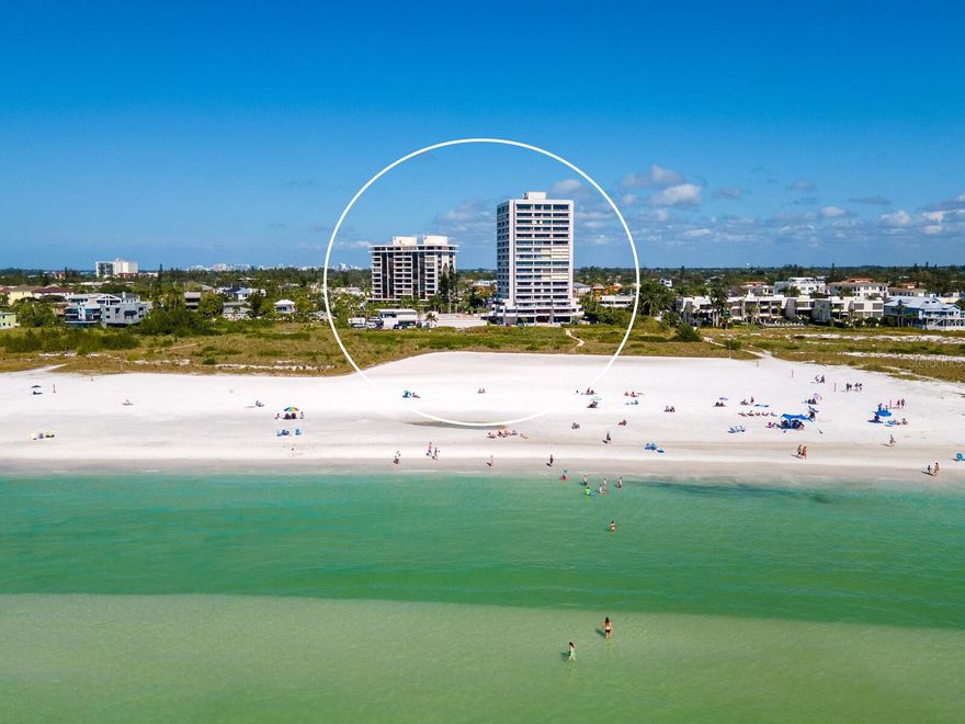 Enjoy the beautiful expansive views of the Gulf and beach from this 3BR/2.5 bath condo that has been in the same family for 43 years. Located on the 10th floor in one of the best designed and built condos on Siesta Key. The modernist building was designed by architect Frank Folsom Smith, and was ahead of its time. Built with poured concrete and with walls of sliding glass doors in every room to take advantage of the breathtaking views and sunsets of its ideal location on the Southern end of Siesta Village. This unit was remodeled in 2023 with luxury vinyl flooring throughout. Kitchen was opened up to the living/dining areas for a free-flowing floor plan perfect for casual living and entertaining at the beach. The upper kitchen cabinets and breakfast bar are made of monkey pod, an exotic hardwood suitable for tropical climates. Counters are half inch thick porcelain. Soft closing drawers, a pantry, black Kohler sink and wine cooler make entertaining in this sun filled kitchen more enjoyable. The large living space has two walls of glass sliders leading out to open porches with incredible views of the Gulf and beach. The Primary bedroom is off the living area and has views of the Gulf, beach, Siesta Village, Lido, and downtown Sarasota. Monkey pod wood was used in all three bathrooms along with quartz counters. The other two bedrooms are in another wing with windowed walls of sliders with just as impressive of views so no overnight guest gets left out. This 17 story structure weathered the recent storms well and is a testament to how well it was designed and built, and the care of the owners over the years. The Terrace is located at the South end of Siesta Village for easy walkability to Morton's Market, shopping and restaurants. Outside rentals are limited to 2 month minimum, but the Terrace owners may rent other units in the Terrace through the owners with no restrictions on the time period. This is perfect for an overflow of family during the busy holiday season.