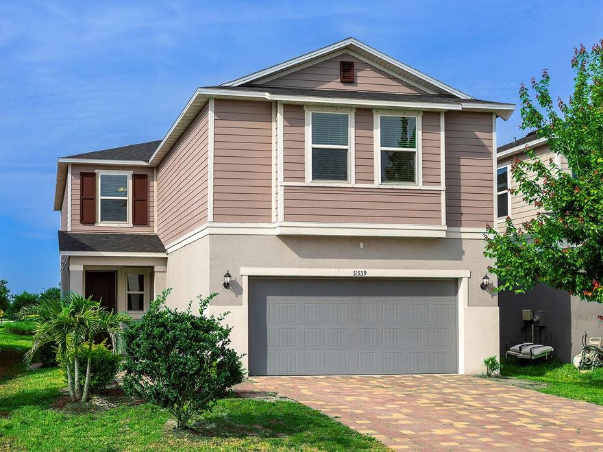 This stunning two-story home is yours to own. As you enter from the front porch, you will immediately discover 9-ft. first-floor ceilings and beautiful tile throughout the first floor. Moving through the entry, you will come across a conveniently located coat closet, powder bathroom, and den. This modern kitchen offers 42-in. upper cabinets, brick-lay subway tile, quartz countertops, a pantry, and a stainless-steel Whirlpool® appliance package. Upstairs, you will find 3 additional secondary bedrooms each with their own walk-in closet, a huge loft with ample storage space, and vinyl plank flooring. The primary bedroom with connecting bath includes a linen closet, a dual sink vanity with granite countertops, and a walk-in shower with tile surround.
