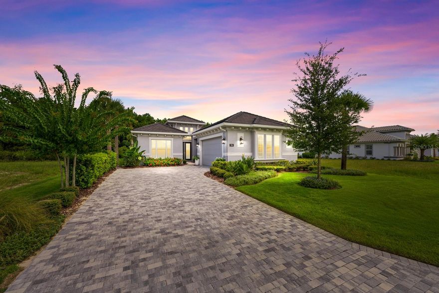 STUNNING HOME WITH POOL AND SPA IN THE CONSERVATORY AT HAMMOCK BEACH-
Experience luxury living in this beautifully appointed ICI built home, located in the distinguished gated golf community of The Conservatory at Hammock Beach.  Built in 2023, this home has been enhanced by the original owners with a custom pool, spa, lanai screening and landscaping. This elegant residence blends modern sophistication with effortless indoor-outdoor living.  From the moment you enter, you're welcomed by soaring ceilings, an abundance of natural light, and a breathtaking view through the fully retractable sliding glass doors - seamlessly opening to your private outdoor oasis.  The heart of the home is an open-concept layout featuring a gourmet kitchen with a large island, adjoining dining area and family room - perfect for both daily living and entertaining.  The primary suite offers serene views of the pool and a bath with a large walk in shower and dual vanities.  Two additional guest bedrooms provide ample space including one with an ensuite bath.  The flex room can serve as a an office, formal dining room, or cozy lounge.  Located within The Conservatory, home to the signature Tom Watson golf course, this exclusive community offers access to a resort-style pool, clubhouse and fitness facilities.  Membership is optional for all residents.  Don't miss your opportunity to own this exceptional property in one of Palm Coast's most sought-after golf communities.