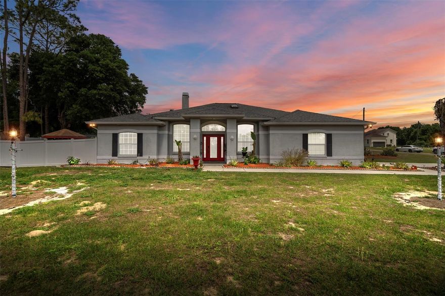 Welcome to your private oasis in sought-after Hamlin Hills Estates! Built in 2001, this sprawling 2,608 sq. ft. single-story home sits on a premier 1+ acre lot, offering the perfect blend of country peace and city convenience with easy access to major interstates. The interior features a desirable split floor plan that transitions seamlessly from elegant formal areas to open-concept living, all enhanced by a built-in surround sound system throughout the main home. The crown jewel is the massive, versatile family/party room—an entertainer’s dream capable of hosting large gatherings, a home theater, or a private gym. Retreat to the expansive master suite, a true sanctuary boasting a spa-like bath with a deep soaking jacuzzi tub and separate shower. Three additional spacious bedrooms and two full baths ensure plenty of room for family and guests. Storage is abundant, including an extra-deep two-car garage. Outside, the massive acreage invites creativity and relaxation, featuring a charming gazebo, fire pit, and a ready-to-use chicken coop. Whether you’re looking for a hobby farm vibe or a quiet retreat, this property offers it all. NO CDD or HOA Fees!  Not in a flood zone! Just minutes from I-4, USF, shopping, hospitals, and Tampa. Schedule your private showing today!