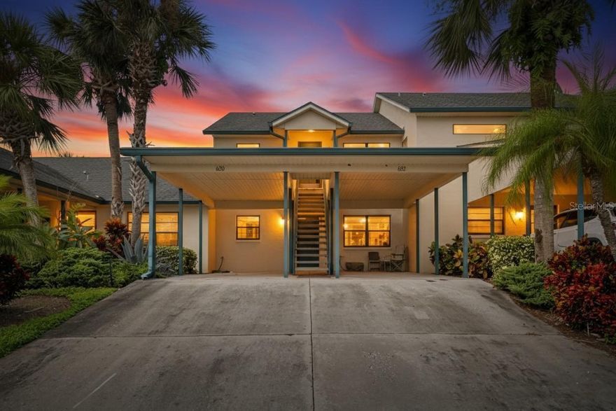 Enjoy the Florida lifestyle in this beautifully located 1 bedroom, 1 bath condo right on the water! This condo is located in a gated community  comes with its very own deeded boat slip featuring a lift that accommodates up to 6,000 lb boat. This provides a quick access to the open waters of Tampa Bay, just minutes away.  Start your day with morning coffee or unwind in the evening on your screened-in lanai, all while soaking in tranquil waterfront views. Inside, the kitchen with granite countertops is fully equipped with appliances, and the washer and dryer are included for your convenience.  The community pool and tennis court are located right out your front door, and you can also fish from the community dock or launch a kayak for an afternoon on the water. The ammenities make relaxation and recreation a breeze.  This condo also includes a covered one-car carport and plenty of guest parking-perfect for you and your visitors.  Whether you're seeking a full-time residence, vacation retreat, or investment property, this waterfront gem combines comfort, convenience, and the very best of coastal living. No flood damage during the 2024 hurricanes. Seller has replaced A/C unit.