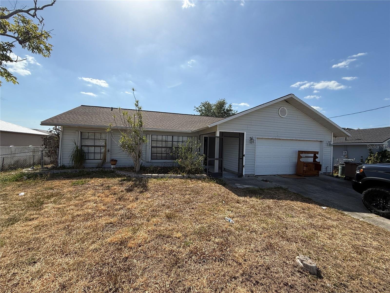Great investment opportunity. 3 bedroom, 2 bath home on a good-sized lot. Home needs some work, but the systems work. HVAC is cold, screens need replacing, and general updating.