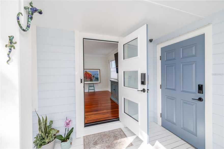 Discover one of the most rare and sought-after compounds in New Smyrna Beach, located in the idyllic hamlet of Central Beachside. An exceptional property spread across an impossible to find 100’ x 150’ lot featuring TWO SEPARATE HOMES, salt water pool and hot tub, putt putt golf, she shed or artist workshop, a one of a kind summer kitchen, lush tropical landscaping, and space for everyone and everything,  including boats, RVs, golf carts, and guests!

Welcome to the best kept secret in New Smyrna Beach. A quiet, no through traffic street in the heart of Central Beach where privacy and coastal charm blend perfectly. Craftsman home built in 1953 and lovingly cared for ever since, this home has been thoughtfully updated with the quality and attention to detail of a new build, all while maintaining its timeless character and charm.

Inside, the beauty is in the details: recently refinished Florida Heart Pine and Tiger Eye Maple floors,  new light fixtures, Kohler faucets and toilets, doors, hinges, knobs, hardware, fans throughout, and high end interior and exterior paint that showcases craftsmanship at every turn. The chef’s kitchen features custom wood cabinetry, granite countertops and hand-blown glass pendants by artist Amber Marshall of Pennland, NC, paired with a brand new 36” Sub-Zero refrigerator and Wolf 6 burner gas range (installed Sept 2025).

The upgrades continue with new Kohler plumbing and toilets, new vanities, shiplap accent walls, and modern Dacor electrical plugs, switches, and plates(Oct 2025). The metal roof, Hardie board siding, and epoxy coated garage floor with high quality storage systems and hanging racks ensure durability and function. A new garage door opener (Sept 2025), Eufy security system, and electronic exterior door locks offer peace of mind. Even the primary bedroom A/C was replaced in Oct 2025 for maximum comfort.




The separate guest house offers a full kitchen, living room, walk-in closet, laundry, and a covered porch overlooking the saltwater pool and gas heated spa. Outdoors, enjoy a vintage inspired summer kitchen with a 1930s Roper gas range, custom putt putt course, and lush, freshly landscaped grounds with a blooming Royal Poinciana tree, and space for your orchid or vegetable garden.

Perched high atop a natural dune system with no history of flooding, even during major storms, this home offers a sense of security and seclusion, just blocks from the ocean, Intracoastal, Flagler Avenue, and the local Publix shopping center.

Surrounded by vinyl privacy fencing, the property feels like your own private resort. With ample parking, RV/boat storage, and a 10x16 air-conditioned shed (freshly painted in and out and new flooring). This home offers both charm and practicality, a one-of-a-kind compound, never cookie cutter, and designed to bring people together.

This is not just a home, it’s a private coastal sanctuary, ready to welcome family, friends, and fun under the New Smyrna Beach sun.

Owners are Florida Licensed Real Estate Brokers.