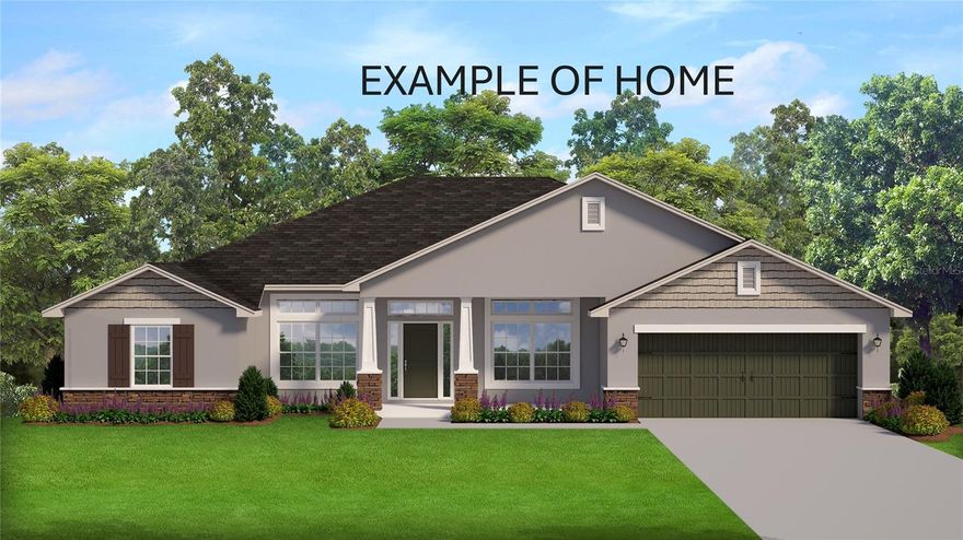 Under Construction. BRAND-NEW, QUALITY BUILT 4BED, 2BATH, 3CAR GARAGE HOME! This home is located in the sought after PINE RIDGE ESTATES, EQUESTRIAN COMMUNITY on a 1.03-acre homesite. Need a fence? You can have it! Need a shed? You can have it!! Have a horse? You can have it here!! Come join this beautiful community! Hurry in!!  This home is at 20% completion and moving right along!!  Estimated completion... June/July 2026. Seller pays closing costs w/approved lenders.
Upgrades included in this home: CRAFTSMAN FRONT ELEVATION; WOOD LOOK TILE EVERYWHERE EXCEPT BEDROOMS; WOOD SHAKER SOFT CLOSE CABINETS W/PULLS; GRANITE COUNTERTOPS W/UNDERMOUNT SINKS THROUGHOUT HOME, THREE CAR GARAGE; COVERED BACK LANAI; DOUBLE DOOR ENTRY TO FORMAL LIVING ROOM; SEPARATE TILE SHOWER W/LIGHT & SHOWER DOOR IN OWNERS BATH; TRAY CEILING W/CROWN MOLDING IN OWNERS BEDROOM; STAINLESS STEEL APPLIANCE PKG; MINI BLIND INSERTS IN BACK DOORS TO COVERED LANAI. TAEXX PEST CONTROL SYSTEM BUILT IN. BUILDER AND THIRD-PARTY WARRANTY INCLUDED.