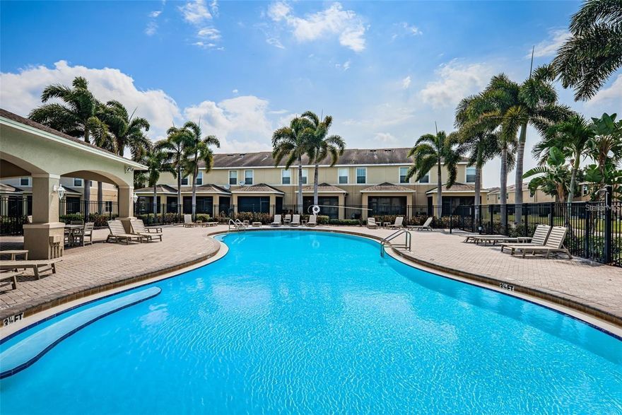Welcome to This spacious concrete block construction townhome located in the conveniently situated Sawgrass Village community. This 3-bedroom, 2.5-bath home is in a NON-FLOOD zone and beautifully maintained townhouse features 3 bedrooms, 2 full bathrooms, and 1 half bathroom, perfect for comfortable living. The open concept living area is ideal for entertaining, with plenty of natural light. The kitchen is equipped with stainless steel appliances, ample counter space, and a breakfast bar for casual dining. Upstairs, you’ll find three generously sized bedrooms, including a master suite with an en-suite bathroom and walk-in closet. The oversized primary bedroom includes an ensuite bathroom and a large walk-in closet. Two additional bedrooms are located upstairs and share a second full bathroom. A separate laundry room with additional storage is also conveniently located on the second floor. Additional features include a covered and screened rear patio, window treatments, and an attached one-car garage.  The additional full bathroom serves the other two bedrooms, providing convenience and privacy. Community amenities include green spaces, a clubhouse, a dog park, and a community pool. Enjoy the warm weather at the community pool, a great place to relax and meet your neighbors. The townhouse also includes a private patio, perfect for outdoor dining or simply enjoying the fresh air. Located in a friendly community with easy access to local amenities, shopping, and dining, this townhouse offers the perfect blend of comfort and convenience. Don’t miss out on this fantastic rental opportunity!