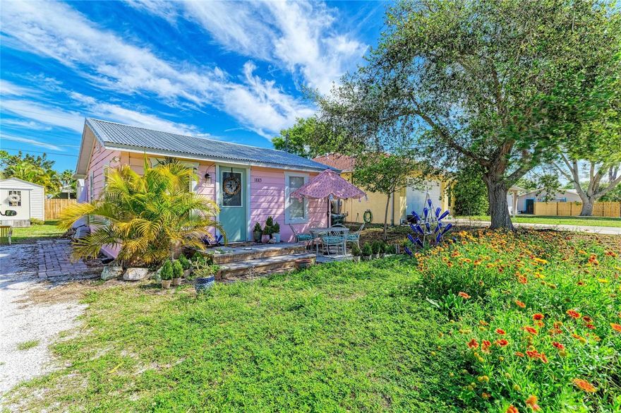 Your TINY HOME awaits you!  GREAT INVESTMENT OPPORTUNITY in a highly desirable Sarasota location! Just a short distance from the world-renowned Siesta Key Beach which is frequently ranked the #1 beach in America, this adorable cottage-style home exudes COASTAL CHARM at every turn.  This home is also ONLY a SHORT WALK to the BOAT AND KAYAK LAUNCH where you can adventure in Sarasota Bay
This 1 bedroom, 1 bath home is FULL OF CHARACTER, featuring tile flooring, crown molding, and light coastal décor that creates a relaxed, beachy atmosphere. The cozy primary bedroom includes an en suite bathroom with thoughtful details, built-in shelving, and a crisp white tiled shower.
The kitchen is equally CHARMING, with white cabinets featuring decorative ACCENTS, a coordinating tile backsplash, and newer stainless steel appliances. A back door opens to the rear porch, perfect for morning coffee or evening relaxation. The LARGE FENCED BACKYARD includes TWO STORAGE SHEDS, one shed with electric, and plenty of space to add a pool, creating YOUR VERY OWN PRIVATE RETREAT.  NEWER SEPTIC INSTALLED 2024.
Enjoy nearby Vamo Drive Park on Little Sarasota Bay, offering bay access, boat launches, and scenic walking trails including the Jim Neville Marine Preserve.  Come see, come sigh and make this tiny home your own.
Whether you’re seeking a charming coastal retreat or a smart rental opportunity, this home is brimming with possibilities in an unbeatable Sarasota location. Come see it today!