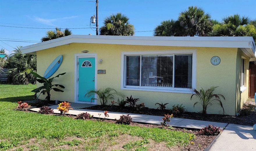 Fully Furnished!!!! Adorable Beach Cottage!!! This amazing house is the 3rd in from the beautiful Atlantic Ocean and is conveniently located between 2 beach parks. Walk to everything! Bars, restaurants, grocery and specialty stores. Galley kitchen features ample cabinetry, subway tile backsplash, stainless steel sink and newer appliances. Gorgeous wood beam ceilings throughout. Tile and laminate flooring, new fans, 2 inch blinds, stackable washer/dryer, new water heater, ac and air handler. The owners suite features it's own private bath with soaking tub/shower, private water closet and large vanity. Double sliders lead you to your party oasis! Covered Lanai, jacuzzi and eat/drink at bar! Enjoy the fire pit under the stars or simply drift off in your hammock while listening to the surf! ;Water: City