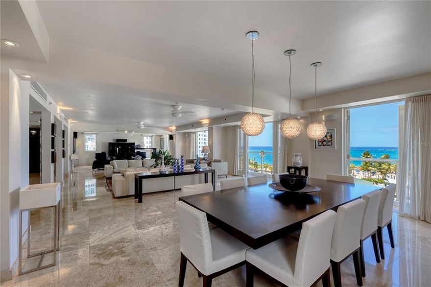 Windows to sea, this expansive open layout 7th floor residence at 1058 Ashford Avenue, spans the entirety of the building's footprint, offering 5 bed+ maids quarters, 4.5 bath with a total of 4,825 sq.ft with marble floors throughout. Steps from the sand, Sancti Spiritus Park is a boutique, key access building, featuring Caribbean contemporary design, gracious floor plans, and unobstructed ocean views facing Ventana Del Mar Park. The master suite has two envious walk-in closets along with a spacious en-suite bathroom. The kitchen offers a contemporary layout and design with stainless steel appliances as well as a sit up breakfast bar. All five bedrooms are accessible via the western corridor and are well off of the main living spaces. 

Located In the heart of the Condado Beach district, the full floor residence offers private elevator access to your home's landing, large step out balconies from your living, dining and entertainment areas, and an abundance of natural light throughout, in one of San Juan’s most coveted addresses. 

This very private and discreet building on Ashford Avenue designed and built by Alvarez-Diaz and Villalon architects, offers only 9 floors comprising 12 residences in total.

Annual Hazard Insurance: $11,741.

Annual Property Tax: $6,268.50.

Monthly Maintenance: $1,450.