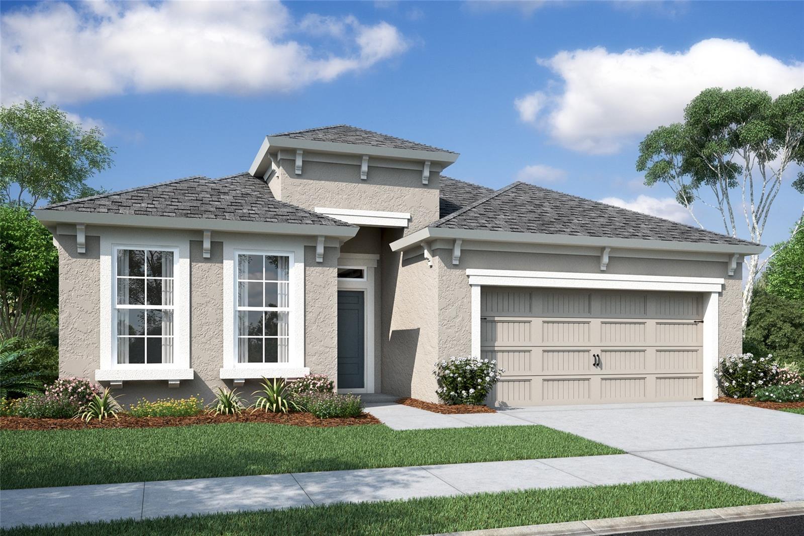 Under Construction. Low-maintenance and light-filled, the Kingsley was designed to make everyday living feel easy. The moment you step in front of this house, the coastal elevation provides you with that immediate light and airy feel and a sense of relaxation. With 2 bedrooms and 2 full baths across 1,976 sq. ft on a single level, this plan blends comfort and convenience with smart use of space. In the kitchen, an oversized island and built-in microwave create a setup that's just as practical for quick breakfasts as it is for hosting friends. The primary suite includes dual walk-in closets - giving you extra room to stay organized without compromise. A flex room adds versatility, whether you need a quiet workspace, craft area, or cozy reading nook. And with the laundry located right off the garage entry, everyday tasks feel more seamless from the moment you walk in. It's an ideal fit for down-sizers or retirees who want stylish simplicity with space to live well.
Home price based on standard features, lot, elevation and structural options. Available design shop features allow you the chance to customize the interior of the home and exterior paint color, up to the start date. Design sessions must occur before the cutoff date.