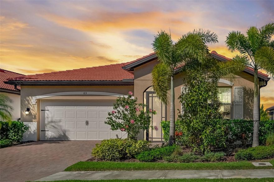 Welcome home to this exquisite 2-bedroom, 2-bathroom + Flex room located in the picturesque Toscana Isles community. As you step into the foyer, you'll immediately notice the elegance and comfort this home offers. The spacious living area features 18" ceramic tile flooring throughout, providing both durability and style. The open concept living area features crown molding and leads seamlessly to the gourmet kitchen adorned with granite countertops, a breakfast bar island, and 42" cabinets. Stainless steel appliances complement the modern design, while ample storage space ensures functionality. The master suite offers a serene retreat, complete with an ensuite bathroom featuring a granite top vanity, dual sinks, and a walk-in shower. The second bedroom is equally inviting and is conveniently located adjacent to the second full bathroom. A Flex room provides versatility, perfect for a home office, study, or additional bedroom space according to your needs. Step outside to the upgraded extended lanai, where you can relax and unwind in the privacy of lush privacy landscaping. The fenced backyard offers a secure area for pets or outdoor activities. The screened front entrance adds to the appeal, allowing you to enjoy the Florida breeze without any unwanted guests. A new front door with decorative glass was added to improve natural light without the need to flip on a switch for illumination. Some other recent improvements that add value are; New carpet in the bedrooms, roll-out shelving in the kitchen, under cabinet lighting, custom pantry shelving, laundry room sink and over-head cabinets, and additional lush landscaping surrounding the lanai. Toscana Isles offers resort-style living with its impressive 8000 Sq ft clubhouse, where residents can indulge in amenities such as a state-of-the-art fitness center, a zero-entry pool overlooking the serene lake, tennis courts, bocce ball courts, a billiards room, and a conference room for gatherings or meetings. Conveniently located less than 5 minutes away from shopping centers, restaurants, hospital, and the I-75 interstate, Toscana Isles provides the perfect blend of tranquility and accessibility. Don't miss the opportunity to make this your new home and experience the luxurious lifestyle Toscana Isles has to offer. Call for your private viewing today!