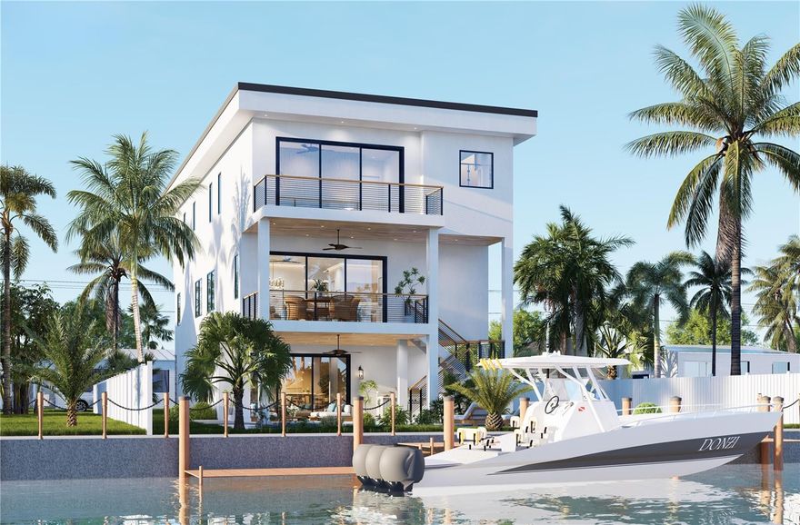 Under Construction. Brought to you by Noah Thomas Builders — where modern luxury meets timeless coastal elegance. Where impeccable craftsmanship meets the serene beauty of Florida’s Gulf Coast, this brand-new waterfront estate by Noah Thomas Builders offers an extraordinary living experience. Positioned on a deep water canal with no-bridge Gulf access, it’s a residence designed for those who demand more than just a home—they seek a statement of lifestyle. This exquisite 3467 sqft home boasts 5 bedrooms plus office, 3.5 bathrooms, premium finishes, 4 car stacked garage and wine room. The open-concept living spaces flow effortlessly to expansive outdoor terraces, creating a seamless connection between indoors and out. A culinary retreat with hand-selected finishes, quartz countertops and high-end appliances for both beauty and efficiency. The owner’s retreat is a sanctuary unto itself, complete with a private waterfront balcony, spa-inspired bath with soaking tub, and an oversized walk-in closet. Each additional bedroom is a private sanctuary, complete with an en-suite bath and thoughtful separation for comfort and privacy. Outdoor living is elevated with a heated salt water pool and spa, covered living area and a private dock with lift to accommodate your boat allows you to launch into the Gulf in minutes. With luxury finishes throughout, a private elevator and proximity to both Tampa Bay and St. Pete, this home blends refined living with an unbeatable location. Built to FEMAs latest standards, this home is designed to withstand the forces of nature with confidence. It features all hurricane-rated windows and doors and is constructed to be as hurricane and flood proof as possible, giving you peace of mind while living steps from the water. Located just minutes from world-class beaches, boutique shops, and fine dining, this home blends the relaxed elegance of coastal living with the unmatched craftsmanship and attention to detail that define Noah Thomas Builders. A showcase of craftsmanship, design, and location—this is more than a home. It’s the ultimate expression of the Madeira Beach lifestyle, built with the uncompromising quality of Noah Thomas Builders. All images, renderings, and descriptions illustrate the intended design and style by Noah Thomas Builders. Finishes, materials, and specifications may change during the build process. Pricing, availability, and final details subject to adjustment prior to completion.