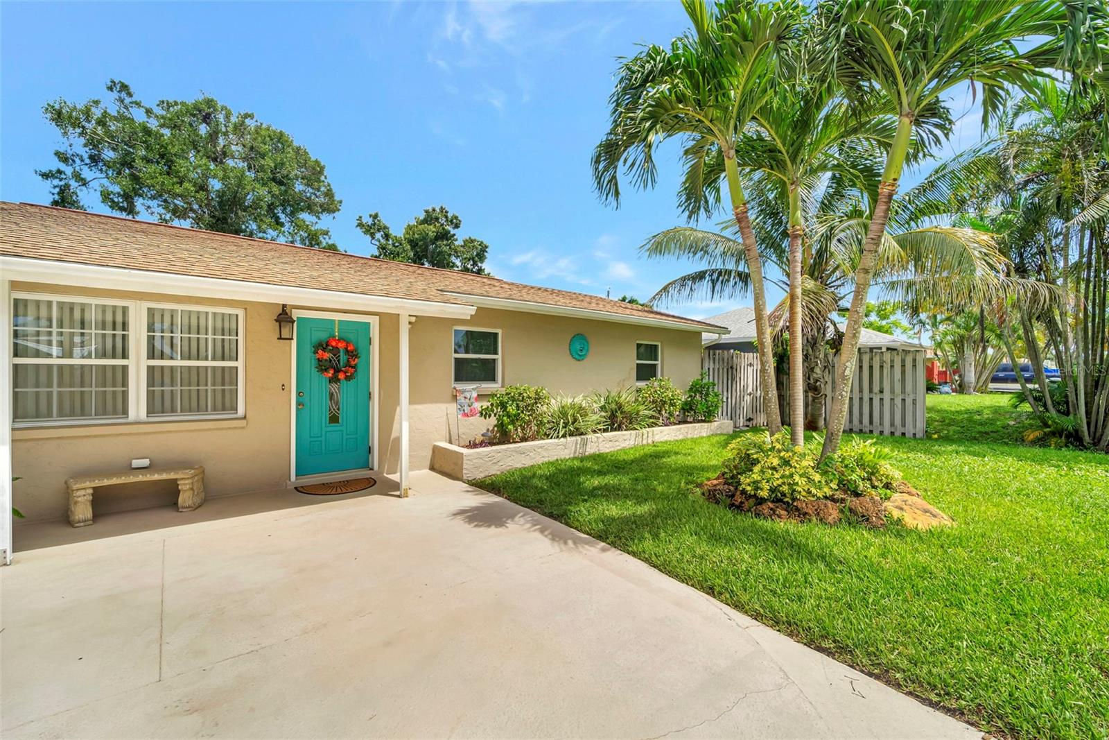Tropical Oasis in South Venice! Amazing opportunity in a sought-after location. This 3 bedroom 2 bath with a den enjoys year round outdoor living with a screened-in lanai and pool area. The pool and spa wit dolphin waterfall are ideal for relaxing, living the Southwest Florida lifestyle and entertaining with family and friends. Fully fenced and lushly landscaped backyard makes this property a true paradise, shed for storage and parking for a boat. Updated kitchen with wood cabinets, granite countertops, and a pass through are all are added features this home provides to its new owner. Baths are stylishly updated with the master having a shower with glass doors and the other with bath/shower combination.
Eat-in kitchen conveniently located next to dining room with lots of light and views of yard and access with sliding doors to pool area. Tiled throughout. Hurricane Impact Resistant windows in bedrooms. A-Rated Schools. Close proximity to shopping, restaurants and the Gulf Beaches. Can be sold Turnkey.