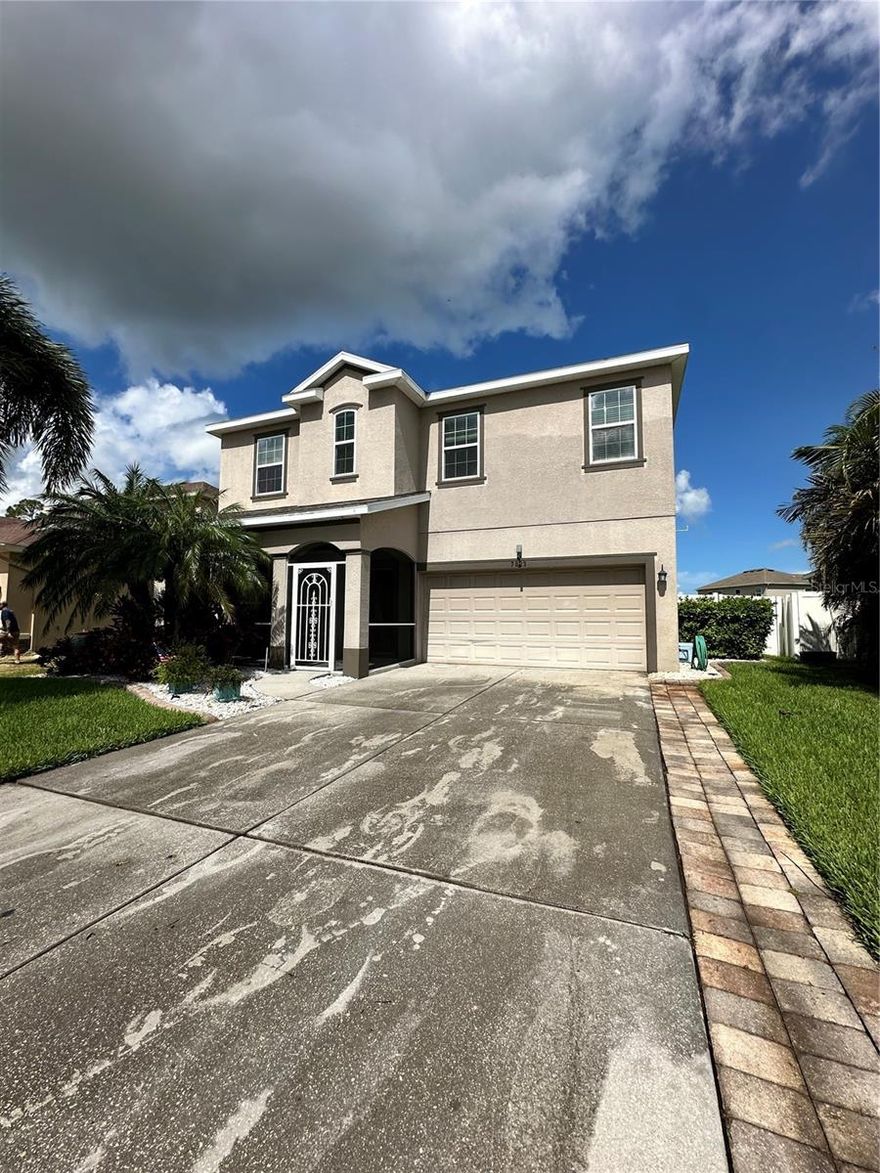 Highly sought after Gated Copperstone community home now available for rent October 15th 2025. A-rated Harvey K-8 school zoning. Fully fenced in yard overlooks a beautiful pond. Pavered patio area perfect for entertaining guests. Enjoy a morning coffee in one of the spacious screened in front and back lanai. Home built in 2014 features granite countertops, solid wood 42” cabinets, custom built electric fireplace, additional bedroom can be used as an office or a den space. RO water filtration system included, and whole house water softener. Primary bedroom includes spacious walk in closet, walk in shower, and separate garden tub. Laundry room includes washer and dryer to stay with the home. Tenant will receive access to community amenities such as 2 community pools, playground, clubhouse, fitness center, and more.