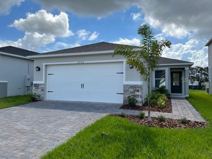 This lovely 2023 built one story home, 3bed 2bath with study/den, beautiful vinyl plank flooring continued through the common living areas. The kitchen features an island with breakfast bar, upgraded cabinets and backsplash, stone counters, large single basin kitchen sink, stainless steel appliances and soft drawers. The Sanctuary community will be offering clubhouse, pool, fitness center, etc. Easy access to US-27, I-4 and Hwy 429. Shopping and dining nearby and Publix is right to the community.