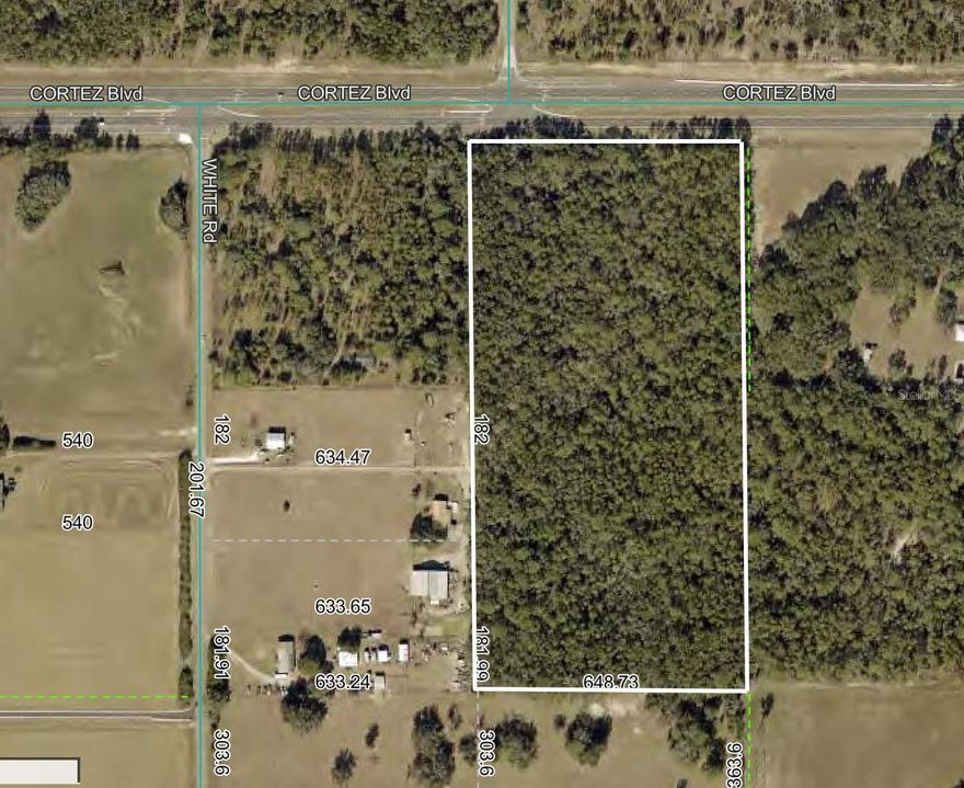 20 ACRES for development directly on Cortez Blvd!! Parcel is in the Future Land Use Map for Residential - great development site for homes! Public water and public sewer available right at the site.  Just a few miles west of I-75 in a fast growing area! Easy access to Tampa!!

Close to everything!! Shoppes, restaurants, hospitals, schools...everything!! 25 minutes to kayaking, paddle-boarding, and swimming with the manatees in the clear Weeki Wachee River or enjoying a day at Buccaneer Bay Water Park!! 35 minutes to the sunsets at Pine Island, boating and fishing!! Less than 5 minutes to the I-75 for quick and easy access to Tampa!! 1 hour + to TOP US BEACHES!! 1.5 hours to Disney World and Universal Studios and all the theme parks!!