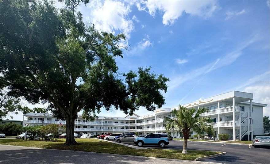 Full of potential, this 2 bedroom, 2 bath 2nd floor condo in sought after On Top of the World offers an incredible opportunity to enjoy FL living at an affordable price. Just steps away from the East Activity Center & Pool for all the the fun year round activities! Featuring newer impact windows for added peace of mind & efficiency, plus the buildings laundry conveniently located just outside the back door,
everyday living is made easy! Whether you're looking for a full time residence, seasonal retreat, or vacation get away, this home checks all the boxes. Ideally located m a non flood zone, yet just a short drive to the stunning Gulf Coast beaches, you truly get the best of both worlds. Enjoy this 55± vibrant, resort style lifestyle Clearwater is known for, with endless amenities, activities, and social opportunities right at your fingertips. Don't miss a chance to own a piece of paradise at an unbeatable value, your dream starts here! Assigned parking. The 55+ community has two activity centers, and two private golf courses with 9 and 18 holes, free exclusively for residents & owners. There are two heated swimming pools.  The remodeled Cardio Gym has the latest exercise equipment. A very pet-friendly community, there is a fenced dog park with covered seating. There are hobby studios, and a wood shop for the exclusive use of the residents. Activities include fitness classes, dancing, clubs, cards, billiards, entertainment, classes, and much more. The on-site Good Karma Café has take & bake meals and snacks. Close to beaches, transportation, shopping, entertainment, and fine dining. All room sizes, floor plans and square footage are approximate. This property is being transferred by a leasehold estate deed. Association approval is required. If financing, a 35% down payment is required.