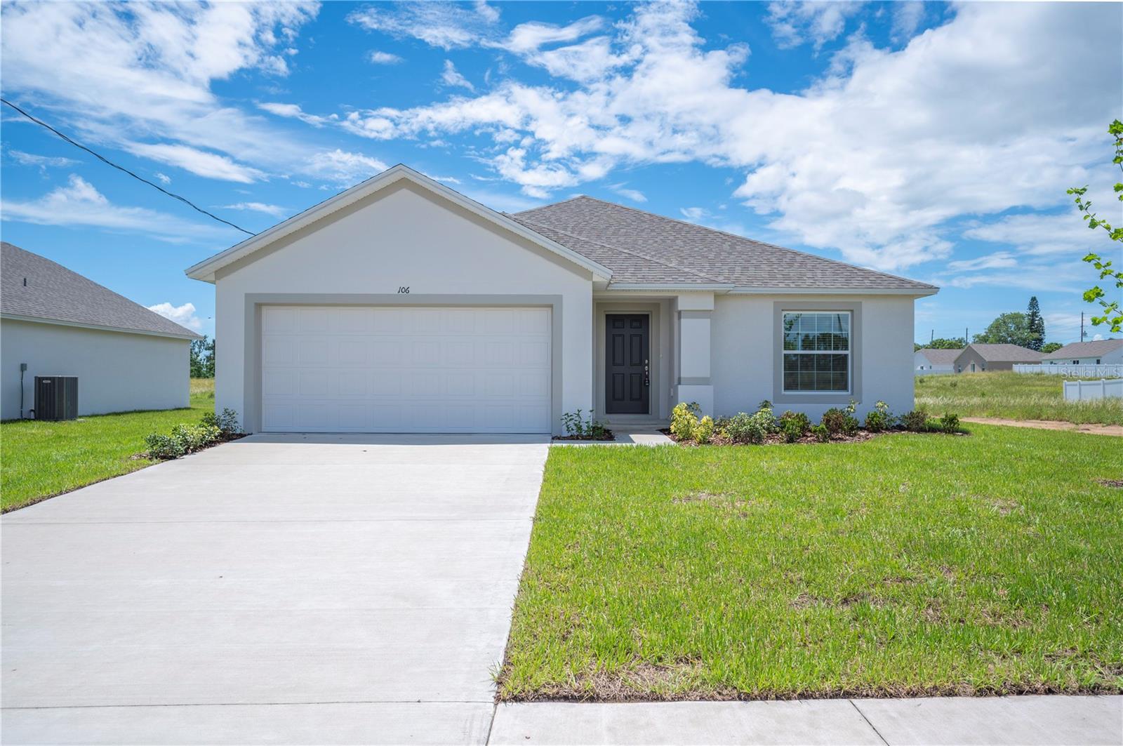 Seller willing to contribute towards a 2-1 Temporary Interest Rate Buydown or buyer’s closing costs with full price offer and preferred lender! USDA eligible property for qualified buyers with ZERO down! This brand-new 2025 construction features 3 bedrooms and 2 bathrooms includes a 2 car garage. Designed with an open floorplan and vaulted ceilings create an airy and luxurious ambiance that seamlessly connects the kitchen, dining, and family room areas, perfect for relaxing entertaining guests! The gourmet kitchen boasts a kitchen island with granite countertops, a pantry, and brand new stainless steel appliances, including a dishwasher, electric water heater, microwave, range, and refrigerator. Wood-look tile throughout the main living areas and bathrooms provides a luxury and durability in the home with plush carpet in the bedrooms. The exterior is beautifully landscaped with an efficient irrigation system to keep your yard looking lush year-round. Located close to picturesque lakes, parks, and major roads, this home offers both tranquility and easy access to all the amenities you need. No HOA! No Deed Restrictions! Don’t miss the chance to make this exceptional property your forever home. Schedule a tour today!