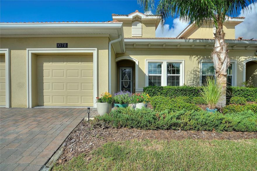 YOUR SEARCH ENDS HERE!!! If you have been looking for a meticulously maintained home with upgrades, here it is! This one-owner, beautifully cared-for two-bedroom, two-bathroom villa with an open floor plan for daily living or entertaining has several upgrades including the following items: top/down custom blinds, large upgraded ceiling fans & light fixtures, tile floors in the lanai and privacy screening, the carpet has been removed in the bedrooms and replaced with LVP flooring, soft close cabinet doors, a full glass storm door with a pull down screen was added to the front door to let the breeze in, the pavers have been sealed, the garage has over head wood storage and an epoxy floor and the HVAC system has an added UV light. Living here will give you the lifestyle you have always dreamed of because you are not just buying a home, you're buying a LIFESTYLE! This home comes with a FULL GOLF & TENNIS MEMBERSHIP that is included in your HOA in the highly sought-after ChampionsGate Country Club community! Also included in the HOA is your cable, phone, internet, landscaping, outside pest control, and access to all FIVE amenity centers that offer homeowner discounts! If you're looking for an active lifestyle, it's all here. You will have access to TWO gyms, pickleball, tennis, golf, sand volleyball, and bochi ball. If RESORT STYLE LIVING is more your speed, we've got you covered. Enjoy the HOMEOWNERS ONLY amenity center called The Plaza, where you will find two pools, a well-equipped gym, sauna, billiards room, with a ping pong table, putting green, pickleball courts, a bar, and restaurant with a $75.00 credit for food and drinks per month. The Noth Pool is another HOMEOWNER-ONLY amenity center that you could walk to from your new home. You will also have access to the ChampionsGate Golf Course, the Retreat Club, and the Oasis Club. All of this, and you're just a short drive from the major theme parks, restaurants, and shopping. Don't miss your opportunity to live a life of leisure!
