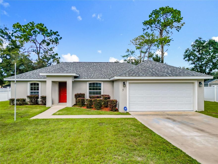 Welcome home to this SWEET 3 bedroom 2 bath home located on an oversized lot on a dead end street in beautiful Ocala Florida! walking in the front door an open concept space warmly welcomes you. This 3 year old home has so much to potentially give the growing family! From a split floor plan for a more private Primary Suite, which has a lovely ensuite & a large walk in closet, to the other 2 spacious bedrooms that have ample closet space alike and a shared hallway bath! The kitchen that features stainless steel appliances, granite countertops, soft close solid wood cabinets, and a nice pantry for storage. Entertain during the holidays in your kitchen while overlooking the dining area AND the living room and never miss a family orientated moment. This quaint space also leads out through sliding glass doors out into a comfortable screened in lanai, and a HUGE fenced in back yard space that has a 9 x 16 outbuilding on a permitted cement pad that will be amazing for all your storage needs! Store your vehicles, canoes, bikes and more in your 2 car garage and never worry about bringing in the groceries in the rain again. This location is close to shopping, restaurants, and more!