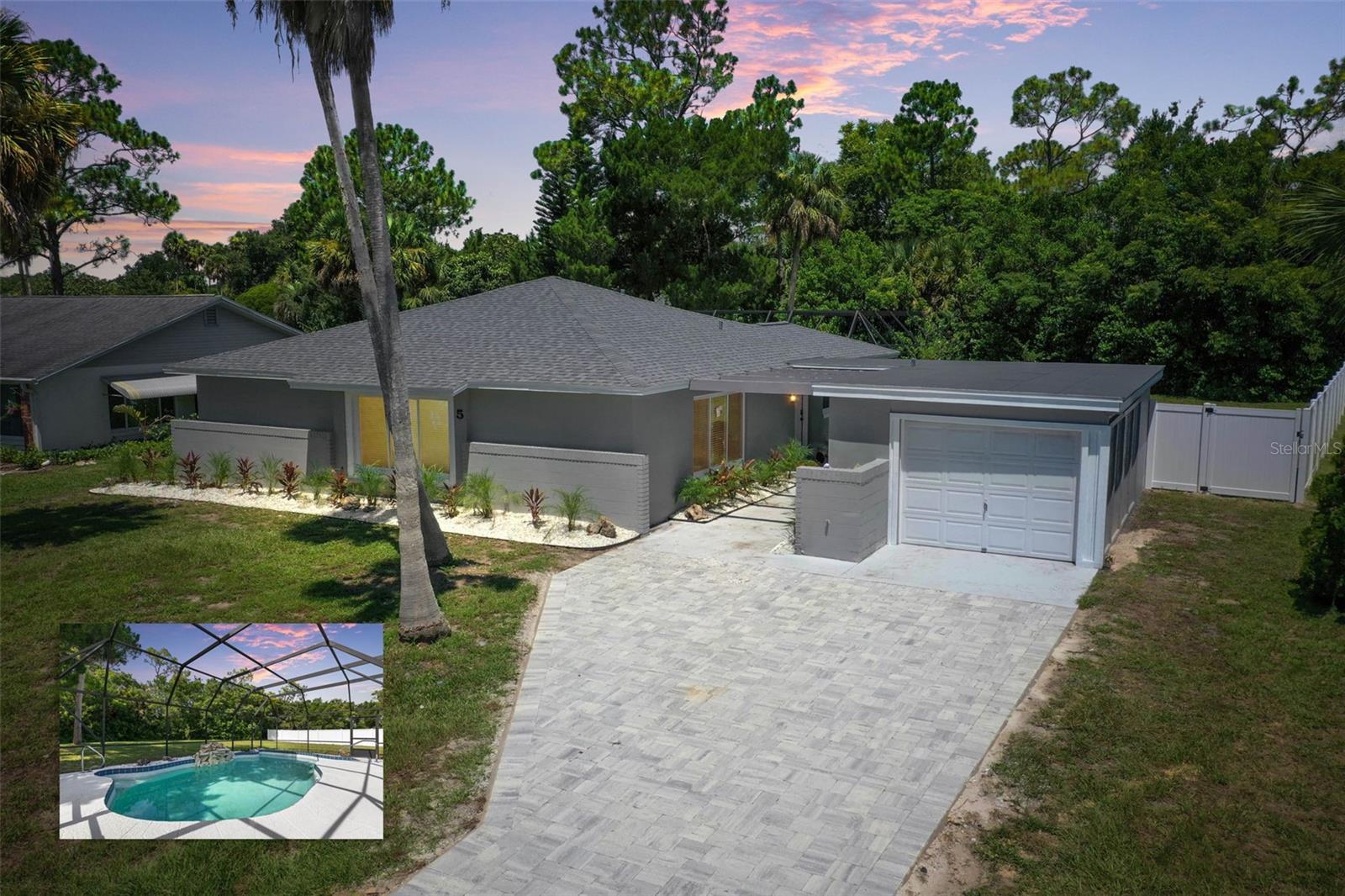 Completely Remodeled 4-Bedroom Pool Home with Retro Florida Style!
Step into your dream home—this beautifully renovated 4-bedroom, 2-bath residence blends modern updates with a welcoming retro Florida vibe. Every detail has been refreshed, starting with a BRAND-NEW ROOF and NEW AC for comfort and peace of mind.
Inside, you'll find new wide plank luxury waterproof vinyl flooring throughout, a gorgeous new kitchen featuring quartz countertops, timeless Shaker cabinets, and stainless appliances. The spacious living area opens through double sliding doors to your own backyard oasis—a sparkling blue pool with a screened-in enclosure, perfect for year-round enjoyment.
A bright Florida room adds versatile space for relaxing or entertaining. Outside, enjoy a huge privacy-fenced backyard with room to roam, plus a paver driveway for added curb appeal.
This home delivers the best of Florida living—updated, stylish, and ready for you to move right in!