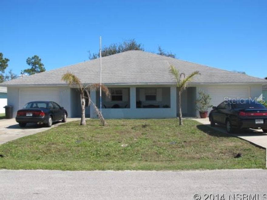 Spacious open floor plan.  Large kitchen with lots of counter space and cabinets.  Screened in back porch.  W/D hookup in garage. Neighborhood with very little traffic. Conveniently located just West of World Famous Mosquito Lagoon fishing paradise! This duplex provides many features that make it attractive for keeping long term tenants. ;Water: City