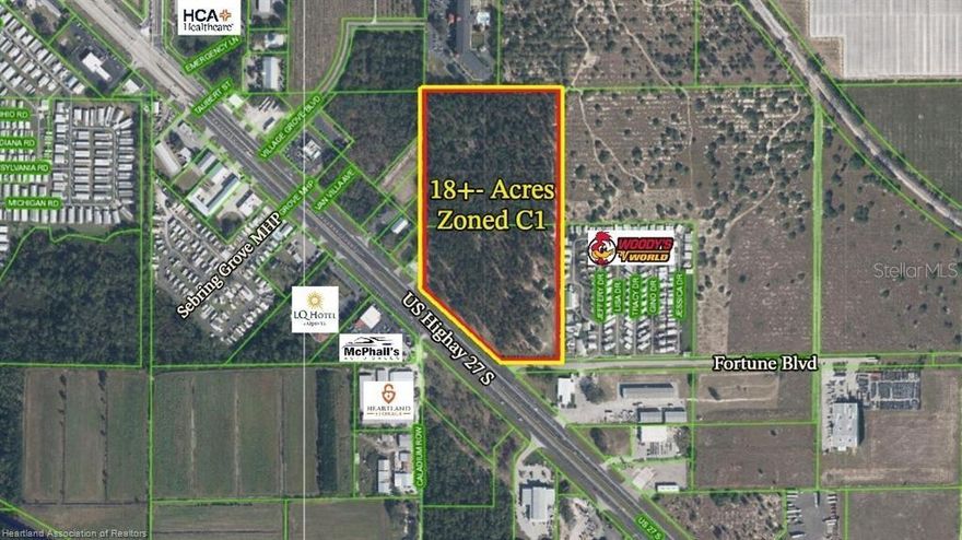 18.8+- Acres fronting on Highway 27, Zoned C1- Ideal for C-Store, Medical Facility, Retail Plaza & More with your vision! Don't miss an opportunity to secure your next commercial investment, this won't last long in today's "HOT" Market!