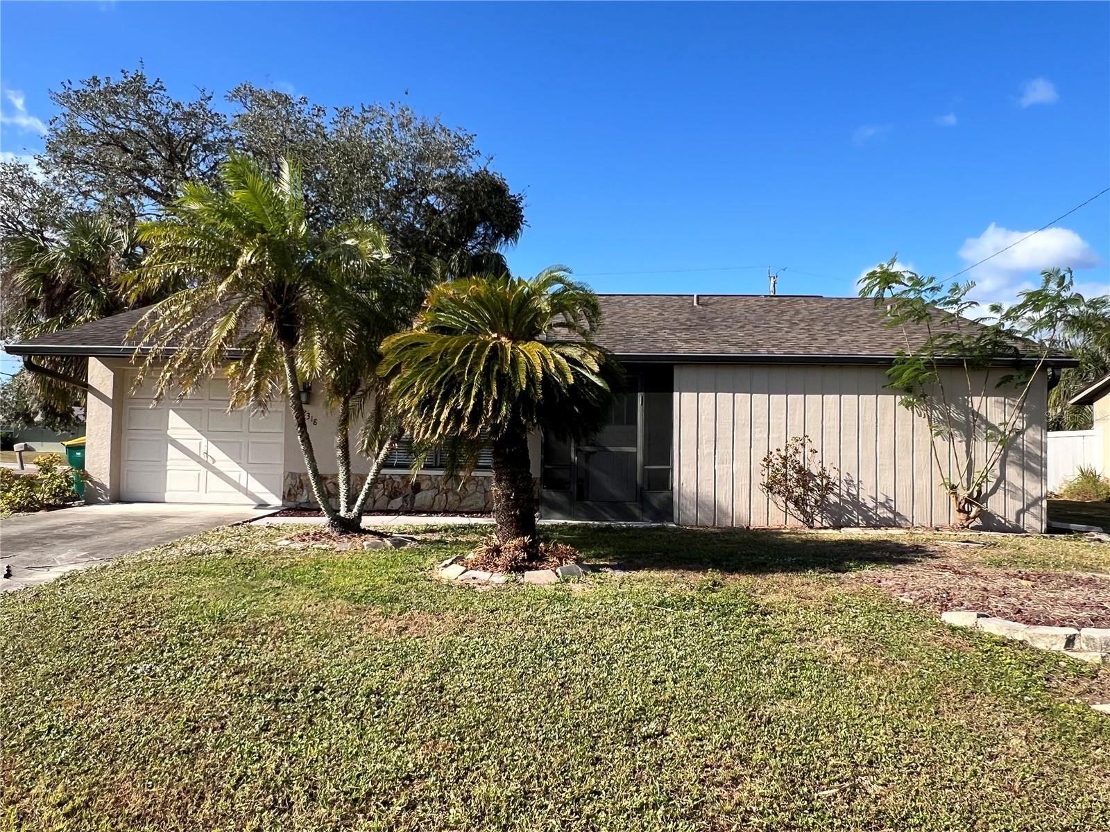 Clean 2 bed, 2 bath, 1 car garage. Move in ready. NOT IN A HIGH RISK FLOOD ZONE. No community restrictions, centrally located to Port Charlotte or Punta Gorda. Annual lease only. First, security, and application fee required. Tenant responsible for electric, water, cable/internet. Monthly professional lawn care required to be in place. Renters insurance recommended.