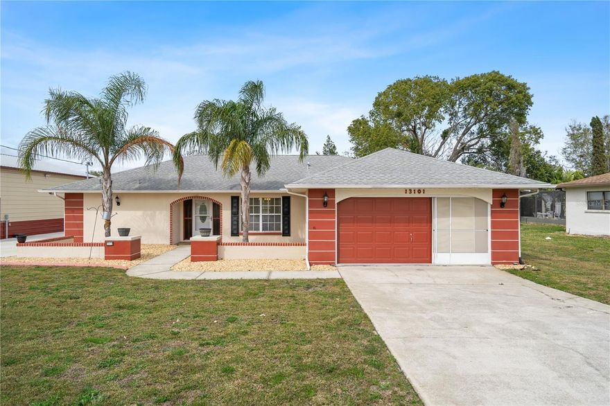 Sitting in double corner lot; well maintained 2-bedroom, 2-bathroom + Open Dent/Office with an in ground heated pool, the home is located in the highly desirable Spring Hill steps from Cortez Blvd; which offers the perfect balance of privacy, comfort, and convenience located off Mariner Blvd. One of the standout features of this property is the spacious detached 40X30 Steel garage, which is equipped with electricity,—ideal for a workshop, storage, or even a home gym or mechanic shop PLUS In addition, the home boasts two separate concrete driveways, providing ample parking space for multiple vehicles, boats, or RVs.  find an open and airy floor plan with spacious living and dining areas, perfect for both everyday living and entertaining. The updated kitchen seamlessly flows into the dining space, creating a welcoming environment for family and friends. The master suite is a peaceful retreat with a large walk-in closet and an en-suite bathroom that boasts double sinks, a walk-in shower, and a private toilet area separated by a door for added privacy. The second bedroom is also generously sized, offering flexible space for guests or a home office.Step outside to your private backyard oasis featuring a fully enclosed inground heated pool, perfect for year-round enjoyment. The large patio space surrounding the pool is ideal for dining or lounging in the Florida sunshine. Schedule your private showing today!