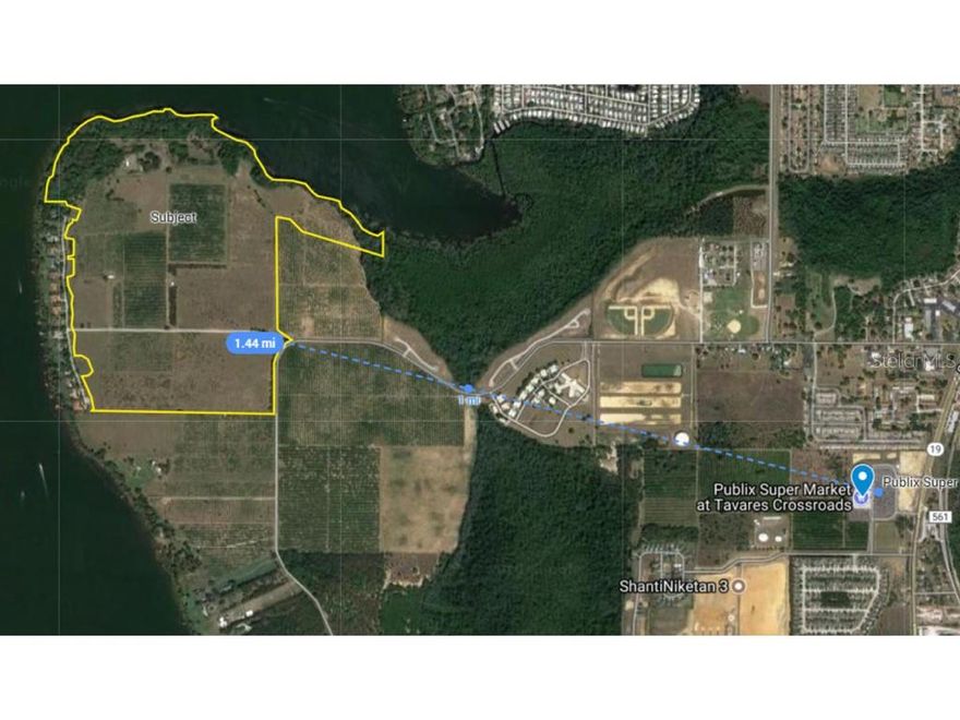 This is an available 227.43 acres located with frontage on Lake Harris. The site has significant elevation changes and 1,600+/- linear feet of waterfront. The location is close to a Publix grocery located 1.4 miles away. Builders DR Horton and LGI Homes are active in communities that are almost adjacent to The Peninsula on Lake Harris. According to the property owners, the property has approximately 35 acres of wetlands with the remainder upland/usable. A wetland delineation has not been completed. Zoning and FLU allow for a density of 3 UPA. According to the property owner the site is entitled for 558 dwelling units 

Access to the Orlando MSA is via SR 414 to the north side of Altamonte Springs, Casselberry, and Winter Park. SR 50 runs into downtown Orlando. The Florida Turnpike is nearby for commuters to the area south of Orlando including Kissimmee and the Disney and Universal
entertainment district. Access to the property is facilitated via Woodlea Road or Lane Park Road off of Florida Highway 19.