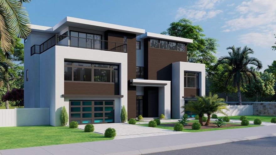 Pre-Construction. To be built. Welcome to this newly imagined Hidden Harbor residence, a world curated for those with a sophisticated palate for modern architecture at the edge of the sea. Here, light dances across water and peers through your windows blending luxury, privacy and resort-style living. The journey begins as you approach this designer estate—a vision of coastal modernism, 4,900 square feet under air and meticulously crafted by TDI Coastal Homes, celebrated for precision, integrity, and elegance. Clean lines and natural textures blend with lush tropical surroundings, setting the stage for a life that lives like an endless retreat.
The lower level invites you to linger outdoors surrounded by the scent of the saltwater breeze and the sounds of the cascading waters of the 65-foot infinity pool and spa. A covered living space blurs the line between home and horizon. A custom waterslide arcs playfully into the pool, while beyond, your private dock with a 20,000-pound lift awaits spontaneous voyages to Roberts Bay. Ascend by elevator or sculpted staircase to the heart of the home—spaces that feel both expansive and intimate. Walls of glass reveal shimmering water views, while the Meile appliance suite anchors a chef’s kitchen made for creating fine cuisine and lasting memories. Every detail and finish bears the signature of master craftsmanship. The home’s six bedrooms include two primary suites, each a retreat of its own with spa-inspired bath. Six full and three half baths offer both comfort and convenience for family and guests alike. A 700-square-foot bonus space stands ready to become whatever your imagination allows—a golf simulator, game lounge, or wellness studio. A three-car garage, new seawall, whole-home generator, and zero water intrusion during the 2024 storms provide unmatched peace of mind. As evening settles, the home transforms. Ambient lighting glows across the infinity edge and the hush of the bay replaces the day’s energy. You can almost hear the future stories unfolding here—laughter by the pool, sunrise swims, quiet coffee on the terrace. 5179 Hidden Harbor Road isn’t just a home. It’s a state of being—modern, effortless, and deeply connected to the water.