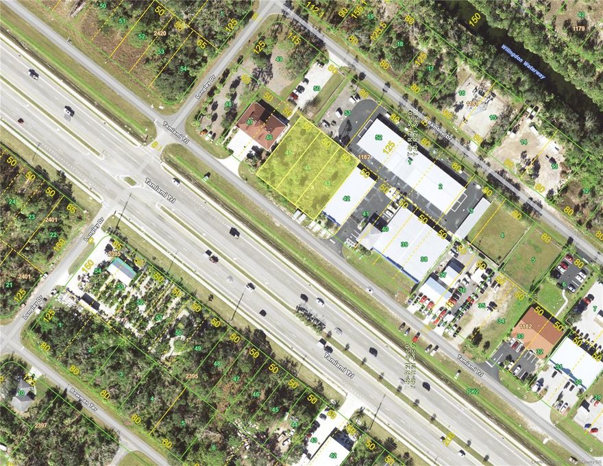 Located on US 41 (Tamiami Trail) between Port Charlotte and North Port, this site offers 3 lots 490, 486 AND 482 Tamiami Trail with 150ft of Highway Frontage Ideal High Visibility and Zoned Commercial General. Site and Development Plans for a 4,080 sq.ft Building are available.  Numerous possibilities for Commercial Growth.