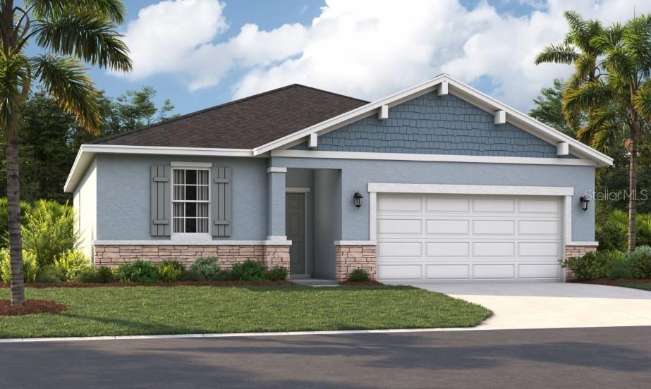 One or more photo(s) has been virtually staged. Under Construction. Stanley Martin presents affordable single-family homes at the Village at Windsor Reserve in Eagle Lake, Florida: an ideal combination of affordable living and an exceptional location near Highway 17, Lake McLeod, and Eagle Lake. Just four miles from vibrant downtown Winter Haven and a 15-minute drive from Legoland, this community offers easy access to Orlando attractions in less than an hour. Outdoor enthusiasts can enjoy options like boating, kayaking, and fishing on the Polk County Chain of Lakes.
The Portland is the perfect plan to take advantage of the Florida lifestyle. In this home, guests are greeted by a covered entryway that leads to a spacious living area on the main level. No matter where you are in this space, the open floor plan is a great place to entertain family and friends. The kitchen island allows for natural movement through the main level, keeping the kitchen as the focal point of the home. Two spacious bedrooms share a bathroom on the main level, and the true showcase of this home is the primary suite, which offers the utmost in luxury and privacy. It has everything you need with dual vanities, a large walk-in closet, and a walk-in shower. This home is an oasis for those looking for a new construction home, built for the way you live!