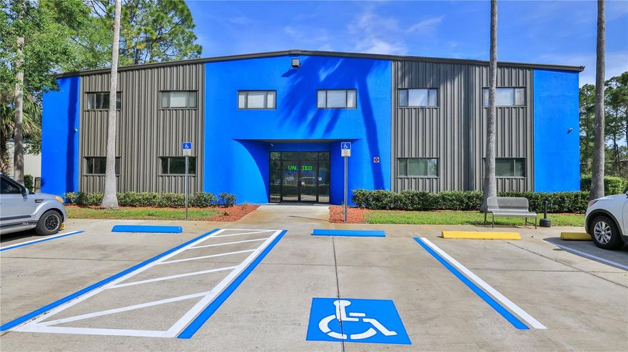 Move in ready warehouse close to I-95. Free standing, two-story building on a 2.6 acre lot in the desirable Ormond Beach Airport area. 100% climate controlled warehouse and office areas. Compressed air equipped and 440 volt electric. 4 loading areas; 2 dock high at the rear and 2 ground level on the of side of building. The 2nd floor offers 4,000 sq. ft. of finished office space with an elevator that can be leased out. Concrete paved parking lot offers an abundance of parking and loading areas.