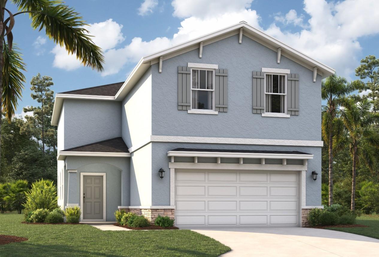 One or more photo(s) has been virtually staged. Under Construction. Immerse yourself in the unique charm of Watermark, where modern living meets natural beauty. Our homes are thoughtfully designed with functional layouts, designer-inspired features, and open-concept floor plans to meet your diverse needs. The neighborhood's location is incredible. Nearby parks like Manatee Cove Park, Fay Lake Wilderness Park, and Cocoa Riverfront Park provides natural wonders. Watermark is conveniently close to major highways (I-95, FL 528, and US-1), providing easy access to Orlando International Airport, downtown Orlando, and Walt Disney World Resort. Stay closer to home with Watermark's pool and cabana to relax and enjoy the Florida sunshine. Plus, you'll also be just 15 minutes from Port Canaveral and the Kennedy Space Center. To top it all off, the beach is less than 20 minutes away! Discover the perfect combination of modern living and coastal living at Watermark.
The Atrium combines an open floor plan with plenty of space and expansive windows to enjoy the Florida sunshine. With unique elevation options, the Atrium is sure to look unlike any other home on the street. Upon entering, guests are immediately greeted by the main-floor powder room and a massive great room. Overlooking the lanai, residents and guests alike will find their attention drawn outdoors. An L-shaped living room flows through the dining room and into the kitchen, which in turn has easy access to a two-car garage, with a complementary storage area under the stairs. Upstairs, the home's private areas provides a sanctuary from busy everyday life. Three bedrooms are located toward the front of the upstairs area and share a large bathroom with a double vanity. A laundry room completes the front of the upper floor. Ultimately, homeowners will crave the amenities of the primary suite. A large walk-in closet means storage is once again front and center. Additionally, the generously sized bedroom allows for separate sleeping and relaxation areas, while the primary bath has no shortage of details. Dual sinks, with plenty of counter space, as well as a large shower help ensure the owners of this new home have an oasis all to themselves.