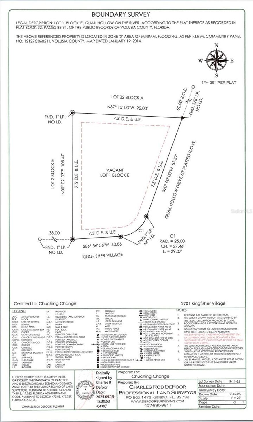 BEAUTIFUL BUILDABLE LOT IN THE HIGHLY SOUGHT AFTER QUAIL HOLLOW ON THE RIVER. This one of the last vacant lots.  Community Boat Ramp, Clubhouse and Pool. Fishing piers with park area to have your weekend family picnics. This community allows RV's, Boats and your Golf cart. You will love living in a community with access to the St. Johns River. Bring your boat and your jet skis. SURVEY AVAILABLE