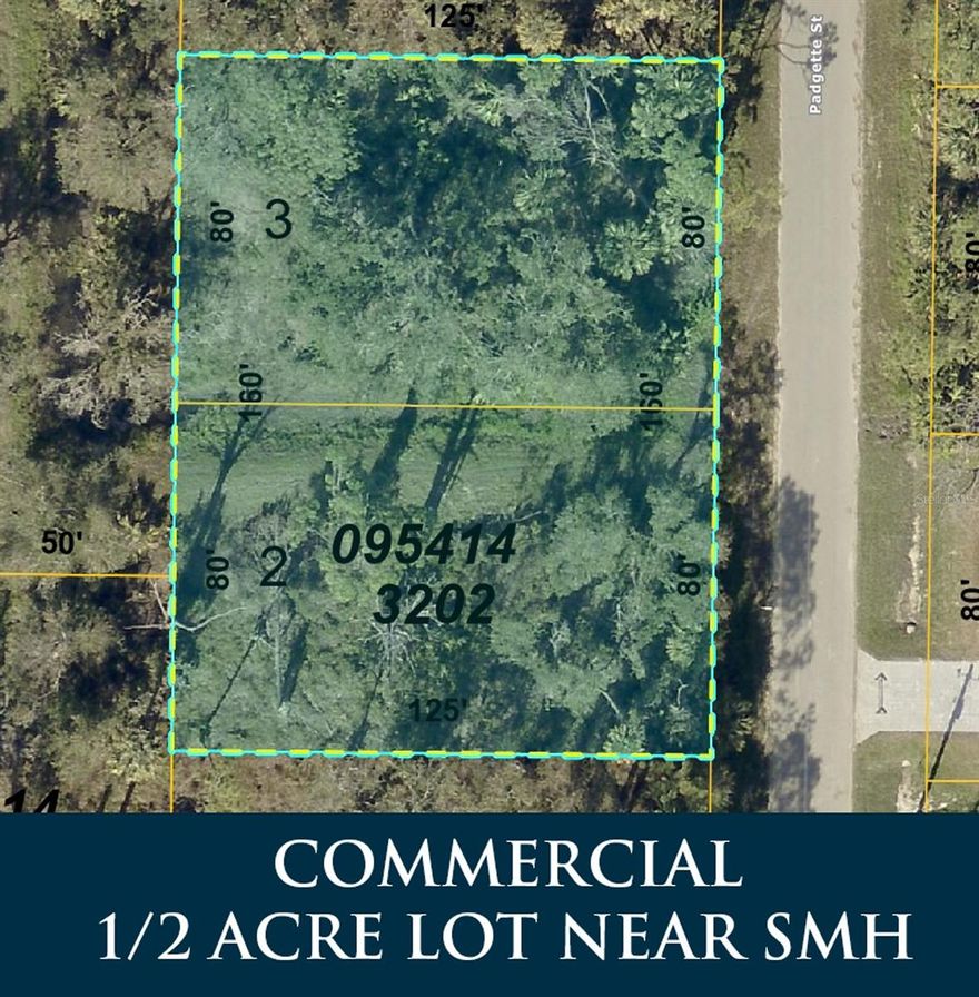 Seller financing available (with favorable terms!) Rare double lot opportunity offering just under half of an acre (20,000 SF) in a rapidly developing area of North Port. There is also an additional, contiguous 3/4 acre lot available for a total of 1 1/4 acres, which would allow for access on 2 roads. Ideally located across from the new Sarasota Memorial Hospital (SMH) currently under construction, creating strong demand and long-term upside. The property is COR (Corridor) zoned, allowing for a wide range of potential uses, including medical or professional office, retail, mixed-use development, medium-density residential, multi-family, assisted living, daycare facilities, bed & breakfast, and more (buyer to verify specific uses). Surrounded by new construction and ongoing development, this site is well positioned for builders, owner-users, or investors seeking flexibility and visibility. Conveniently located just off Sumter Blvd, with easy access to major roadways. Drone photos available. Buyer to verify zoning uses, utility availability, easements, and building requirements with the City or County.