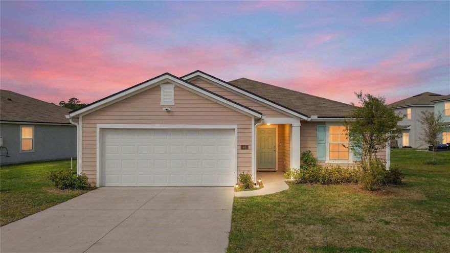 Built in 2023 and move-in ready, this 3 bedroom, 2 bathroom home in Entrada offers a clean, modern layout with an open floor plan designed for both everyday living and entertaining. The kitchen features a gas range, walk-in pantry, and plenty of cabinetry, all flowing seamlessly into the main living and dining areas with great natural light. The home offers ample storage throughout with multiple closets, while the spacious primary suite includes a large walk-in closet and en-suite bath with double vanities and a walk-in shower. Enjoy peaceful pond views right from your living room and step outside to a backyard that takes full advantage of the setting. Located in a natural gas community, Entrada is ideally situated just 5 minutes to I-95, 5 minutes to the new Treaty Oaks Publix, 15 minutes to historic downtown St. Augustine, and 15 minutes to St. Augustine Beach. The community amenities include a fitness center, zero-entry resort-style pool, lap pool, splash pad, pickleball and basketball courts, dog park, clubhouse, playground, and miles of walking and biking trails.

All information pertaining to the property is deemed reliable, but not guaranteed. Information to be verified by the Buyer. Be advised that cameras may exist recording audio and video inside/outside the property, such as ring doorbells. Photos are digitally enhanced and could be altered, please verify.