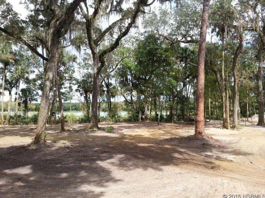 Beautiful 5 acres partially cleared with large oaks, flowing creek, and view of lake.  Land is ready for home or barn.  Conveniently located within 1/2 mile to I-95 and only minutes to New Smyrna Beach and shopping.  Property is fenced and gated.  Adjacent 5 acres also available for sale mls#1028296; Cleared: Partial
