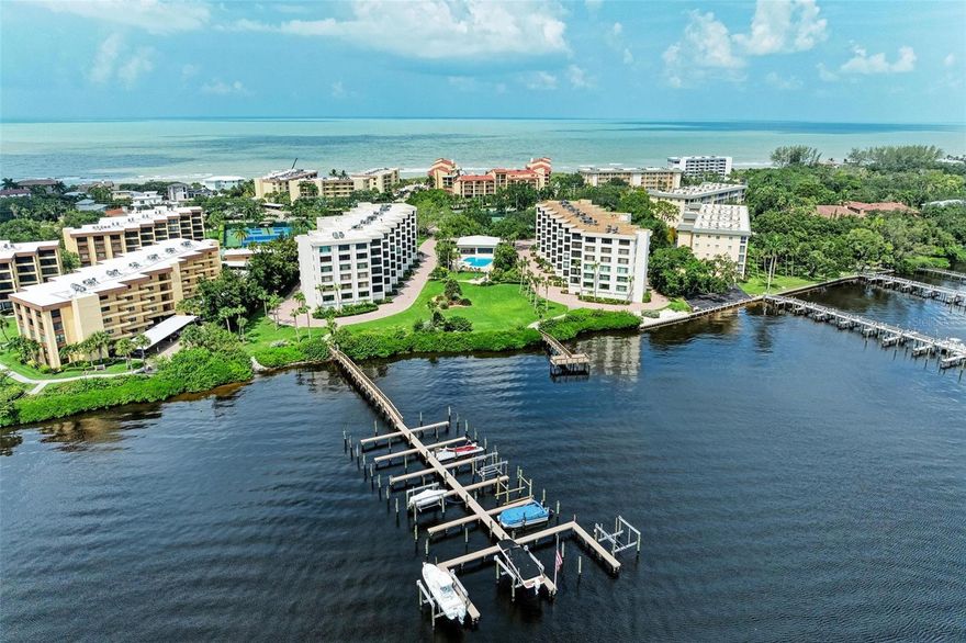 STUNNING BAY VIEWS! This 3 bedroom condo features some of the best bay views in this community. Two KING ensuite bedrooms with baths and an additional guest bath. There is a small 3rd bedroom with two twins, perfect for visiting grandchildren. Boat slips are available on a first come first served basis and is less than $200. Additionally, there are three tennis courts, a kayak launch, fishing pier, shuffleboard courts, pool with hot tub, and a clubhouse. This is a perfect sized community with just two secure elevator entry 6 floor buildings and each unit having a private garage. Light pours into this well-appointed unit with tons of sunlight from almost every window and almost 2000 feet living space. There is so much space to be together or apart with two separate living areas with huge tv's too! Private beach access is just across the street. Free Siesta Key beach trolley pick up and drop off is located right near community entrance and runs 8 AM to 10 PM every day of the week and to 11 PM on Fridays and Saturdays. Three months minimum. Small dog will be considered. This is the first time this property has been offered as a seasonal rental, and perhaps your lucky day!