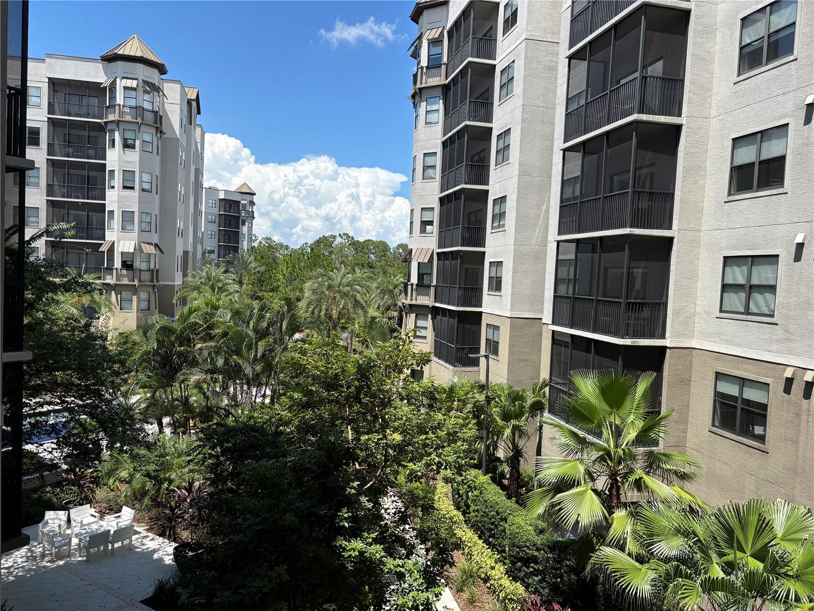 ***Wonderful opportunity to purchase a 2-bedroom/2-bathroom condo, with sleeper sofa, in Building 1 at The Grove Resort. Great location, with easy access to pools, restaurant, gym, and a short walk to the water park. Fully-furnished, with full kitchen, and washer and dryer, this unit also has a screened-in balcony overlooking the luscious landscaping in the courtyard below, and open plan kitchen, dining and living-room. Primary bedroom is spacious, with large en-suite bathroom with separate tub and shower. Second bedroom has door to bathroom, and there is also access from the living area, so guests have the option of making the second bedroom an en-suite. The Grove has a stunning Surfari water park, with large pool, lazy river, slides, splash area, and the Flowrider surfing amenity. The Longboard Bar and Grill is also in the water park, and poolside service is available. Flip Flops is the large approx 6000 sf games arcade, with a 9-hole indoor miniature golf course! The Springs Pools are located at the end of Building 1, and there are three pools to choose from! The hot tub is also located here, amid beautiful landscaping and tropical plants! Valencia Restaurant is also located near the Springs Pools, and is open for breakfast, lunch, and dinner, with optional outdoor seating. For Grab and Go there is the Marketplace near the Front Desk area, along with a gift shop for any extra purchases! The FREE Disney shuttle is available daily, and timetables and tickets are available at the Concierge Desk, where guests can also purchase theme park tickets, book restaurants, etc. Owners must use the onsite rental management company for bookings, and they take care of the housekeeping and maintenance, leaving you to enjoy up to 179 nights per year free! Don't miss this chance to own at the beautiful Grove Resort and Water Park! ****