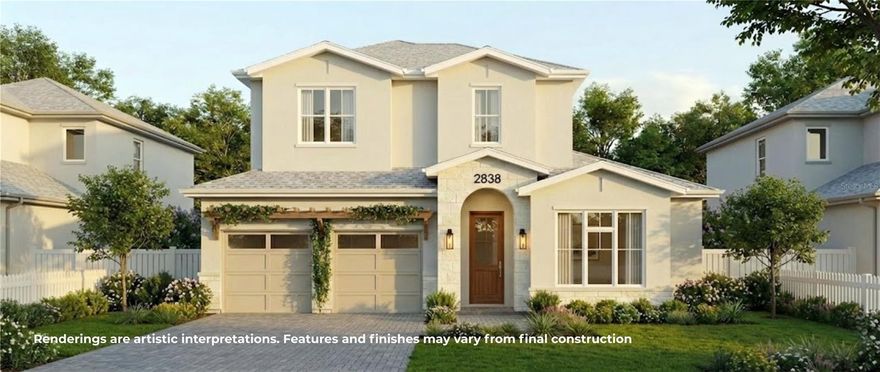Under Construction. A refined expression of new construction by LUIH Homes, this exceptional two-story residence blends timeless architecture with thoughtfully curated modern living in one of Central Florida’s desirable locations. From moment of arrival, the home impresses with beautiful curb appeal, a welcoming presence and a design that balances elegance with everyday comfort. Inside, gorgeous oak floors extend throughout the main living areas, complementing an open-concept floor plan designed for entertaining and relaxed living. The spacious chef’s kitchen serves as the heart of the home, featuring premium quartz countertops, custom cabinetry, a stylish wine bar with beverage refrigerator, and a high-end Thermador appliance package including a gas range, built-in oven and microwave. Overlooking the inviting family room with fireplace, a wall of glass sliders seamlessly connects the interior to the expansive covered lanai, creating an effortless indoor-outdoor lifestyle. The outdoor living space is equally impressive, offering generous room for lounging and dining, along with a fully equipped summer kitchen complete with a 32-inch built-in grill and beverage cooler. Beyond, a sparkling pool and spa are set within a meticulously landscaped, fenced backyard, an ideal setting for entertaining and quiet enjoyment. The first-floor primary suite provides a private retreat, featuring a large walk-in closet with a custom organization system and a spa-inspired bath with dual vanities, a soaking tub and an oversized glass-enclosed shower. A secondary bedroom suite with a private bath is also on the main level, offering flexibility for guests or multi-generational living. A spacious laundry room with Samsung washer and dryer and a well-appointed powder bath complete the first floor. Upstairs, the home continues to impress with three additional bedrooms, including one with an en-suite bath and two connected by a Jack and Jill bath. A dedicated office and a generous gathering or bonus room provide additional space for work, recreation or relaxation. Additional highlights include a two-car garage with epoxy flooring and an electric vehicle charger. Ideally just minutes from boutiques and dining of Park Avenue, as well as the vibrant restaurant scenes of Baldwin Park and Audubon Park, the home also offers convenient access to major roadways, downtown Orlando, leading hospitals, and Orlando International and executive airports. In a highly regarded A-rated public school district (Audubon K-8 and Winter Park High), this residence presents an exceptional opportunity to enjoy luxury, location and lifestyle in harmony.