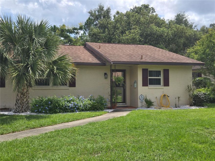 *Assumable VA Mortgage* Imagine yourself living in beautiful, sunny Florida, in one of Deland's hidden Gems, a 55+ communities, where you can live in peace and quiet, yet still be just minutes away from the downtown area for all your needs and wants. Entertainment, business, food, drink, theatre, shopping and more. This condominium at Villa Villar is situated in a calm corner with a 6 ft fence and no one behind you. In addition you have a large lawn area with mature trees that provide privacy, all maintained for you. The home features one story, 2 bedrooms, two full bathrooms, plenty of storage closets (2 in the hallway and additional storage in the laundry/storage room with shelving and new hot water heater), and an enclosed porch with both windows and screens, plus a portable, vented AC unit for relaxing over coffee in the morning or wine in the evening. Walking in the front door into the foyer, you will feel right at home. Energy efficient windows and bright natural lighting welcome you to the perfect size living room and dining areas. You also have ceiling fans, window treatments and a sliding door to you back porch. In the kitchen, you will have everything you need  to create all your favorite meals to enjoy. This is truly a gem you won't want to pass up. Schedule your tour today!
* All information is intended to be accurate, and must be verified by buyers and agents.*