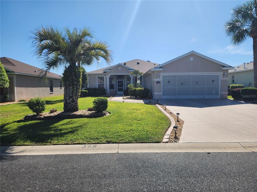 This model home offers a spacious, open floor plan with cathedral ceilings, wood laminate flooring, and plenty of natural light. The kitchen
includes wood cabinetry, laminate counters, a breakfast bar, modern appliances, and an eat-in kitchen. The primary suite features a large bathroom with double vanities, two walk-in closets, and a tiled shower. Enjoy a private backyard view from the enclosed lanai. Recent upgrades include a 2024 roof, 2024 air conditioner motor upgrade and water softener. Located in SummerGlen, a 55+ community, homeowners have access to amenities such as a heated pool, spa, fitness center, sports courts, pickleball courts, tennis courts, clubs, dog park, RV storage and optional golf privileges. HOA dues cover Wi-Fi, cable, lawn care, trash, facility access with a 30 dollar monthly credit to use at the restaurant. Some furniture available to be purchased if desired. The back yard beautifully landscaped, and large common area in rear, ensures comfortable neighborly spacing. Enclosed Florida Room at rear of property, overlooking the beautifully landscaped gardens. A very well-maintained and clean home, seller has replacement home and can move at short notice.