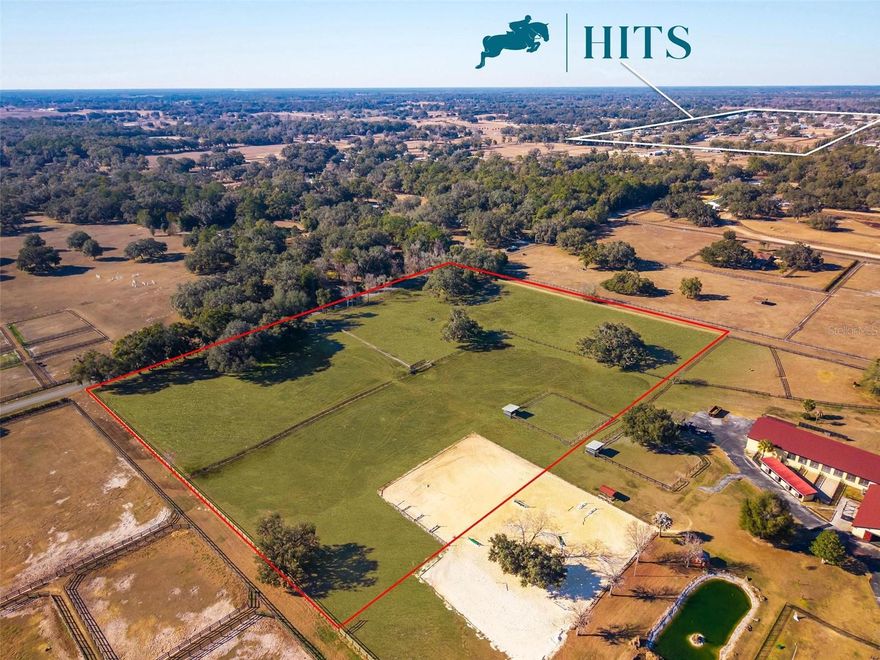 10 ACRES vacant land only 1/2 MILE south from HITS Stadium and Showgrounds.  The property is in Pinnacle Park but has direct access into the land from NW 137th AV. Brand new perimeter fence around 3 sides. Property has some nice building sites for a house, a barn, barndominium, or all the of these. The property has a 12x15 horse shed with 100x100 (approx) paddock fencing. The sand ring/ arena is approximately 110x 150 and can easily be expanded.  LOCATION, LOCATION, LOCATION. Cattle may be roaming the property so the gate may be locked. Photos digitally enhanced to show green grass.