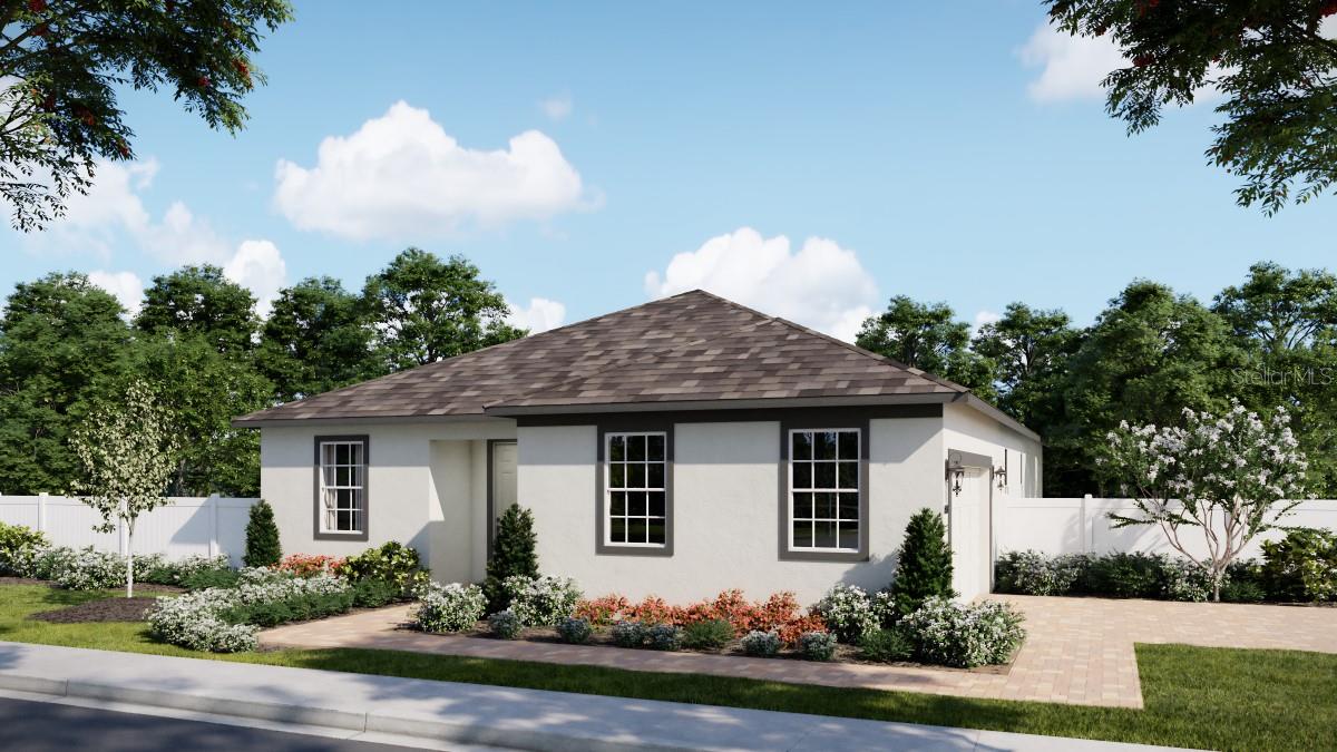 Under Construction. Introducing the stunning Miles plan with 9'4" ceilings—a thoughtfully designed new home offering the perfect blend of comfort and style. This open-concept layout features 4 spacious Bedrooms, 3 full Baths, and a side-entry 2-car Garage. The heart of the home is the expansive Great Room that flows seamlessly to a rear covered Lanai, ideal for entertaining or relaxing outdoors. Stylish Tile flooring is featured in the main living areas, and the beautifully appointed kitchen shines with quartz countertops, elegant 42" cabinetry, stainless steel appliances, a pantry closet, and a central island perfect for gathering. The luxurious Primary Suite features an en-suite bath offering a large walk-in closet, adult-height vanity with dual sinks, and luxurious shower with wall tile surround and glass enclosure. A true must-see! Exterior includes attractive landscaping, and Brick paver driveway and lead walk providing great curb appeal. Future Community amenities will include pool, playground, cabana, dog park, walking trail, and access to nearby equestrian trail. The exciting new Brack Ranch Community is conveniently located near Shopping and Dining, with easy access to major thoroughfares.