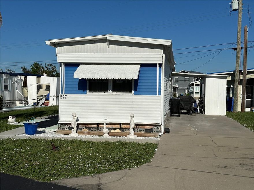 Price reduced! Location, location, 2 bedrooms and one-bathroom, Cute tiny home in 55+ popular Colonial Manor, located within City of Venice.  Carport & lanai have been removed because of Hurricane damage. Sold “As Is” with furniture, price on land value only. Low affordable HOA monthly fee $195, fees including water, sewer, trash pickup & lawn care, community amenities: community pool, manager, pool maintenance, recreational facilities, Billard room, horseshoes pits, shuffleboard courts & a small memorial legacy garden. 5 minutes’ drive to Venice downtown, 10 minutes to Venice beach