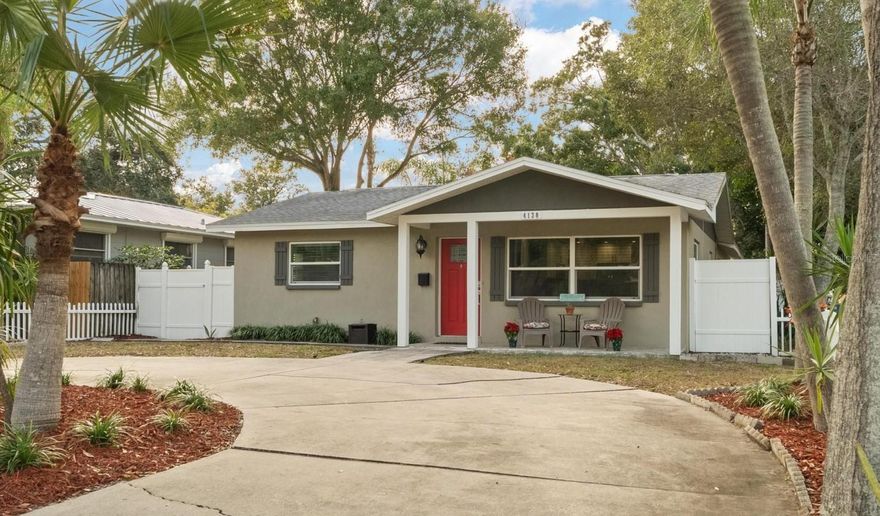 Discover this beautifully updated home in one of St. Petersburg’s most desirable neighborhoods. Completely move-in ready, this block home features a freshly painted interior and a modern split floor plan with wood-look porcelain tile throughout. The open kitchen boasts granite countertops and Frigidaire appliances, flowing seamlessly into a bright, spacious living room and formal dining area. Enjoy two generously sized bedrooms and a stylish full bath near the main living space, while the expansive primary suite with en-suite bath offers privacy at the back of the home. Outside, you’ll find a massive 600 sq. ft. detached garage with alley access, offering a versatile space ideal for parking, storage, a home gym, workshop, or creative studio- the possibilities are endless! A paver walkway and patio (added in 2020) create a cozy outdoor retreat for relaxing or hosting guests. This home has been meticulously maintained, with major updates in 2017 including roof, windows, water heater, flooring, and kitchen appliances. Located in Flood Zone X with no HOA, you’re just steps from Kiwanis Park and minutes from Downtown St. Pete, beautiful beaches, dining, and easy interstate access.