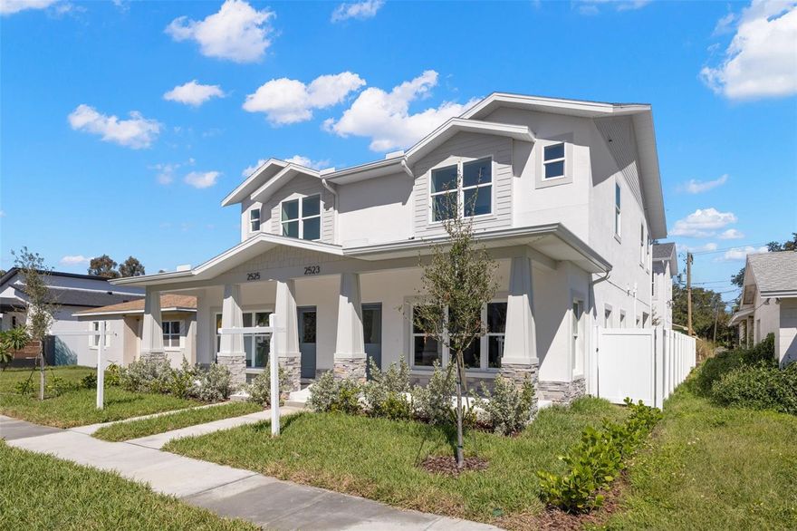 Experience the best of both worlds with this brand-new construction home with built-in income potential—perfectly located in one of St. Pete’s most desirable and fastest-growing neighborhoods, North Kenwood.
This single-family attached residence with a detached ADU blends modern design, high-end finishes, and exceptional versatility—without the burden of HOA fees.
Step inside to an open-concept first floor designed for connection and comfort. The spacious living area flows seamlessly into a stunning chef’s kitchen featuring quartz countertops, stainless steel appliances, and designer cabinetry—perfect for entertaining friends or hosting family dinners. A dedicated office or flex space and half bath complete the main level.
Upstairs, you’ll find two generously sized bedrooms connected by a Jack-and-Jill bath, plus a private primary suite with a walk-in closet and spa-inspired ensuite bathroom. Luxury vinyl plank flooring and tasteful tilework flow throughout for a clean, modern aesthetic that’s both durable and low maintenance.
Outside, enjoy fully landscaped grounds, irrigation, and a two-car garage with additional parking pad. Above the garage sits your fully equipped ADU, complete with its own kitchen, full bath, and washer/dryer hookups—ideal for passive income, in-law suite, or a dedicated work-from-home space.
All this with no HOA fees and an unbeatable location minutes from downtown St. Pete, top restaurants, shopping, and beaches. A rare opportunity to own brand new construction with peace of mind, flexibility, and an income generating ADU or detached office space. Seller is willing to package both sides (4-units) to one buyer for a house hacking (live in one and rent out 3) opportunity, 1031x, or cost segregation tax strategy while both sides are still available. Come see this one (or both) before they're gone.