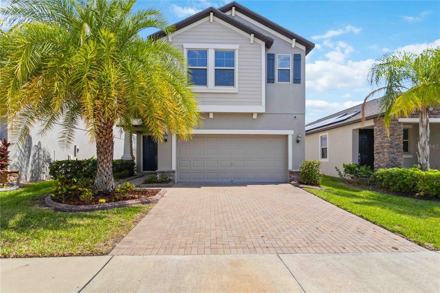 Discover the comfort and convenience of this spacious 4-bedroom, 2.5-bath (with a dedicated OFFICE) home located in a vibrant, amenity-rich community just a short drive south of Tampa. With 2,859 square feet of interior space, this two-story home offers modern upgrades and room to grow. Luxury vinyl flooring replaces all carpeting on the stairs and upper level, offering durability and style. The kitchen and bathrooms are fitted with elegant granite countertops, providing both function and a timeless look. The layout includes a bonus loft area upstairs—perfect for game nights or movie marathons—as well as a den or study for work, creativity, or the occasional hide-and-seek champion. The fully fenced backyard adds a private outdoor space ideal for relaxing or entertaining. This home features a 3 year old 15.795kW owned solar panel system (not leased or financed, over a $71K value!) that has 22 yrs left on the warranty, keeping monthly electric bills refreshingly low—averaging $50 or less. That’s more savings for weekend adventures or your coffee habit. Just a few blocks away, you'll find Belmont Elementary and the community amenities center offering two pools, a dog park, a playground, basketball and tennis courts, and scenic walking trails. Nearby attractions include a large neighborhood park, a Publix supermarket, and a highly-rated high school, all within a short walk or quick drive. Perfectly positioned for easy access to daily essentials and weekend escapes, this home blends relaxed Florida living with smart upgrades. If comfort, convenience, and energy efficiency are on your checklist, this residence may just check all the boxes—with a few extras, too.
